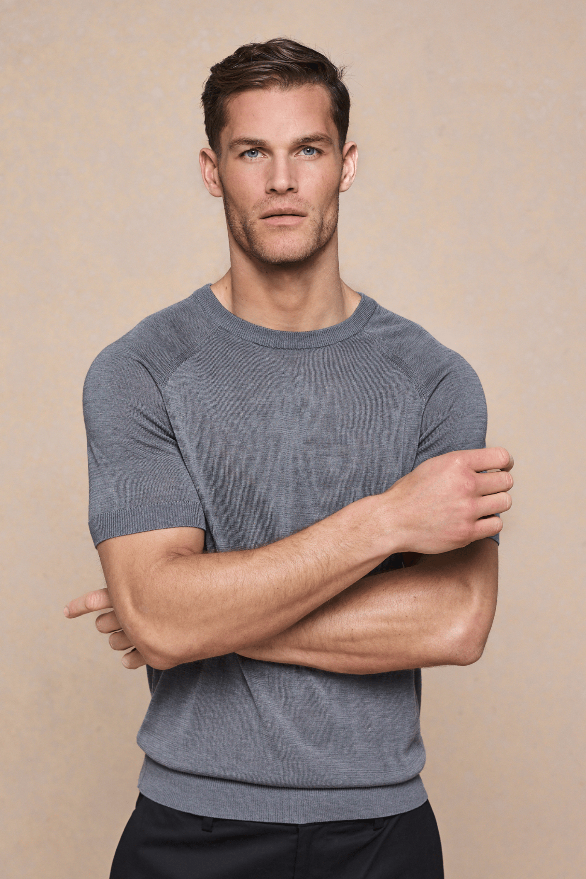 Riera Knit Crew Neck T-Shirt - Grey Marl