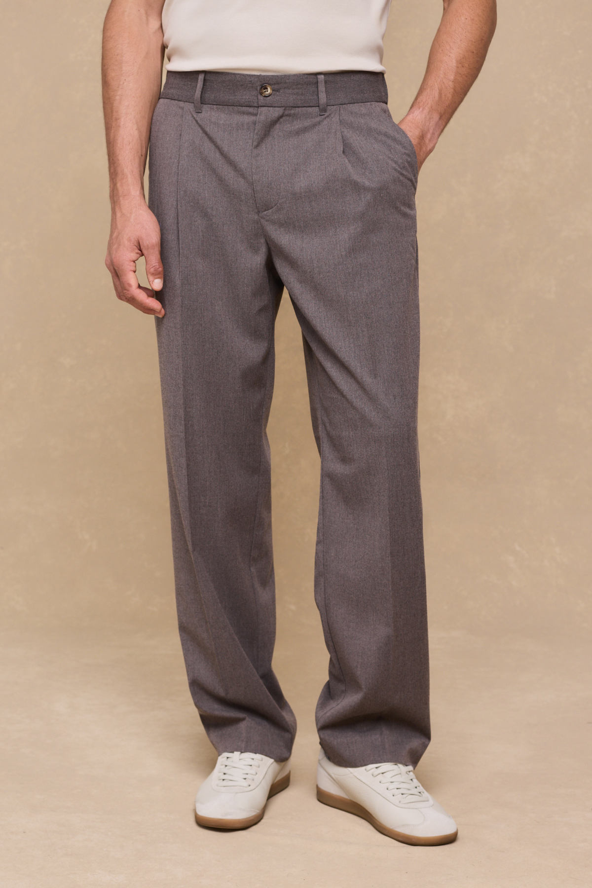 Romeo Tailored Trouser - Taupe Marl