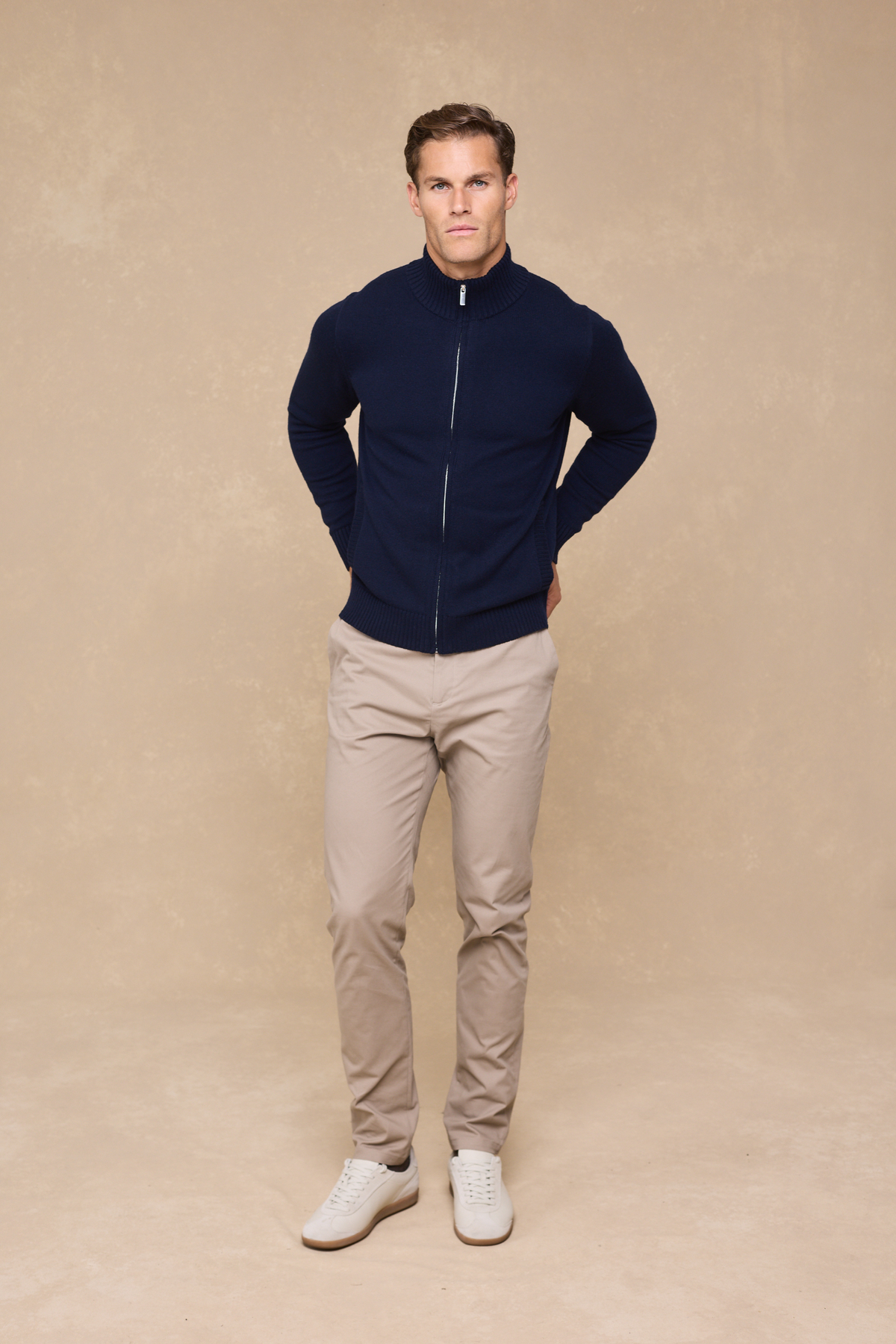 Emil Zip Through Knitted Jacket - Navy