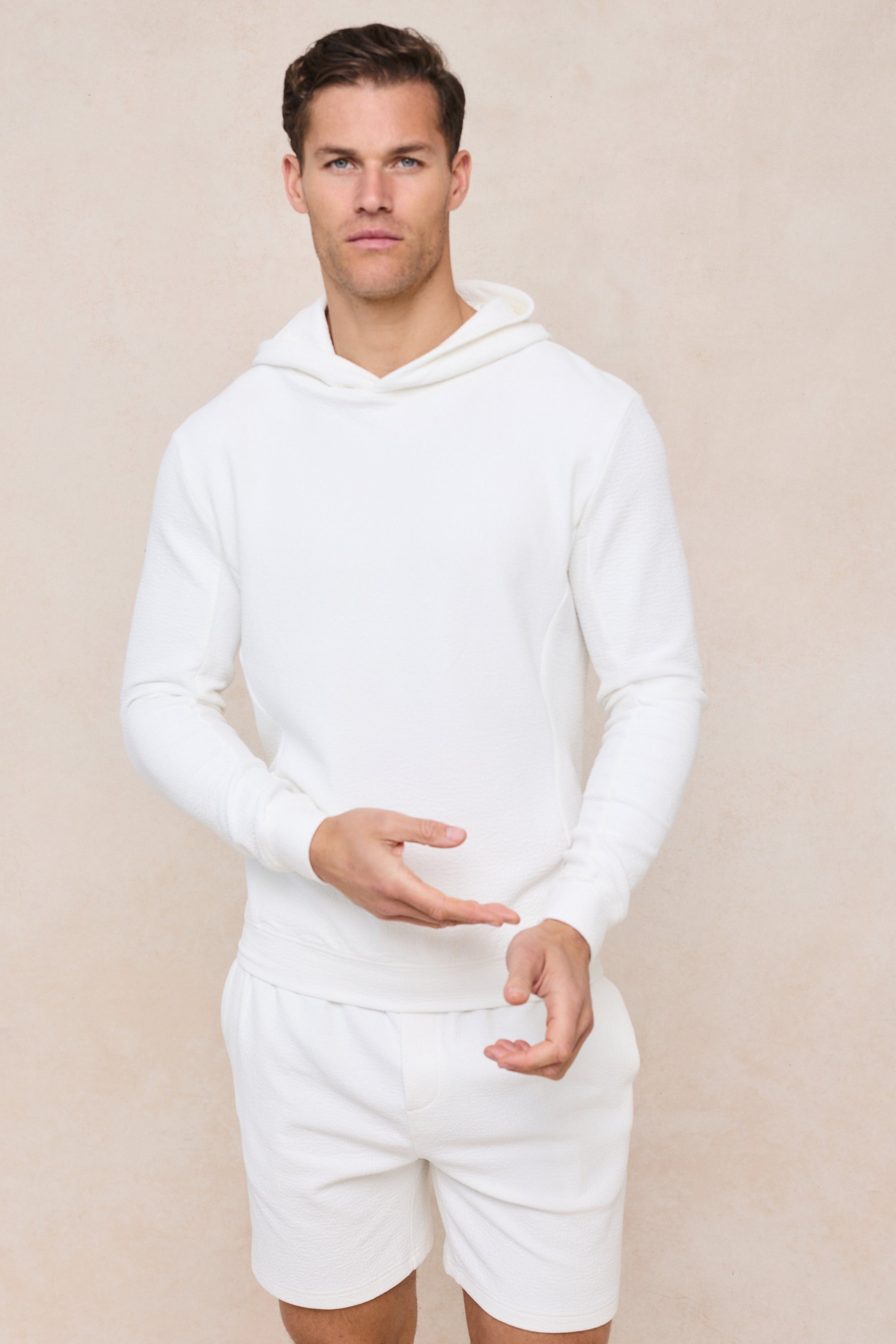 Zarco hoodie van gekreukeld jersey - Ivoor