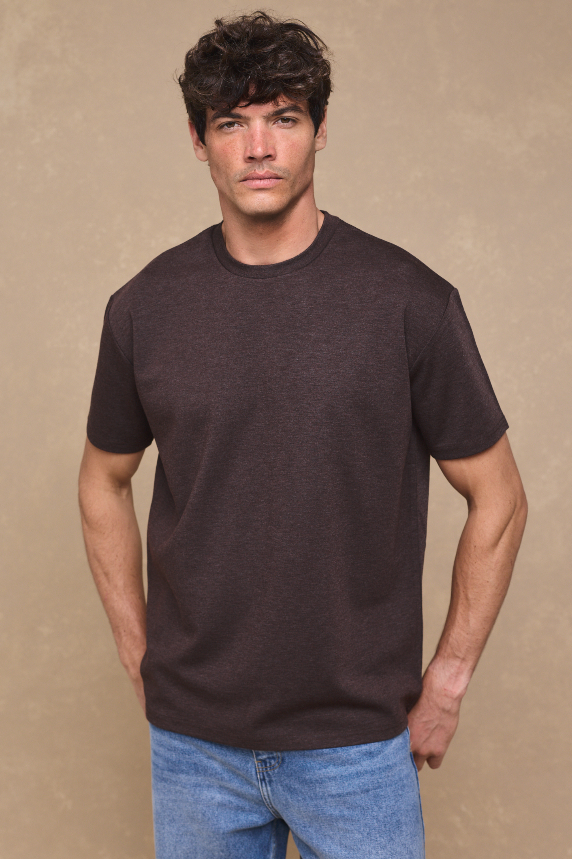 Relaxed Fit T-Shirt - Brown Marl