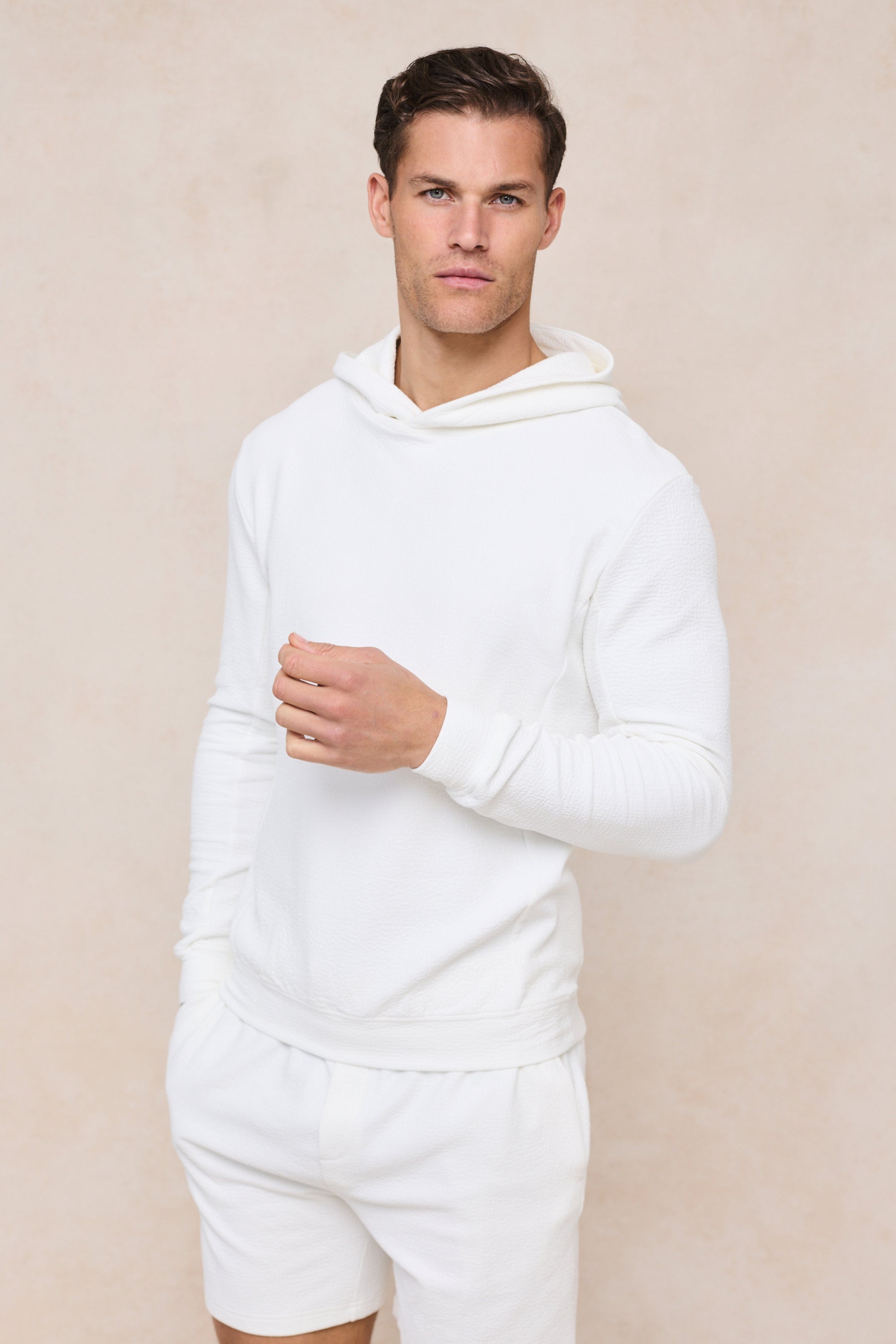 Zarco hoodie van gekreukeld jersey - Ivoor