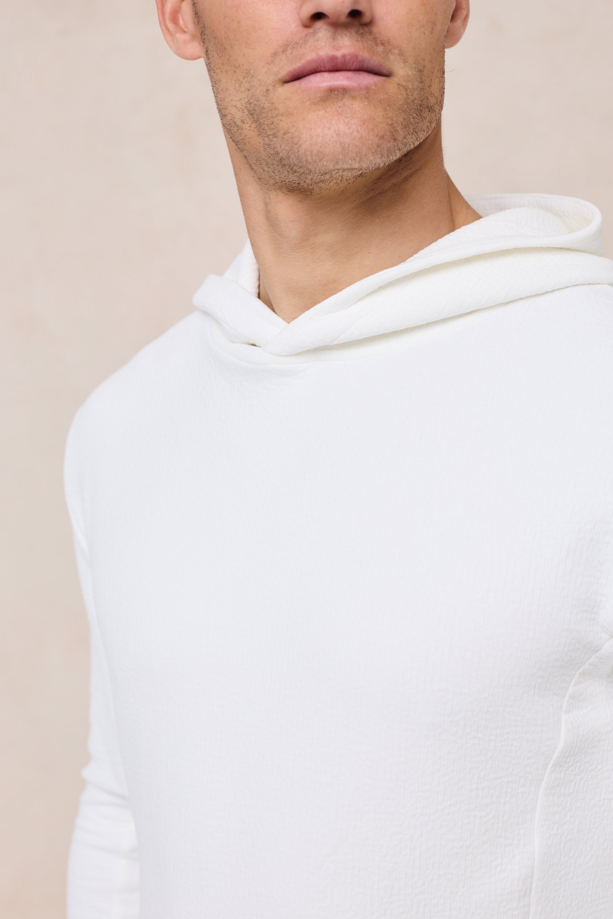 Zarco hoodie van gekreukeld jersey - Ivoor