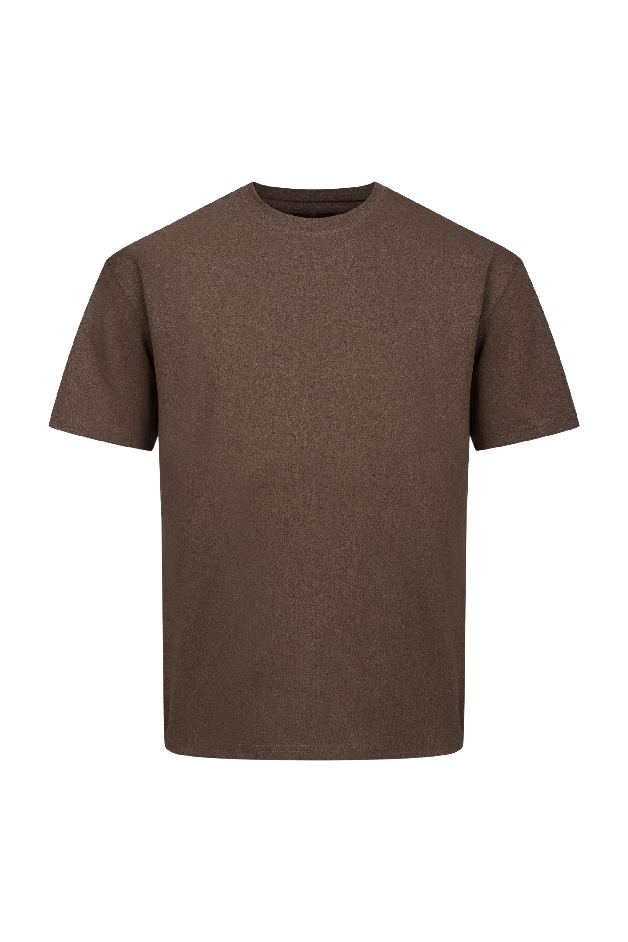Tomas T-shirt met ronde hals en kreukels - Donkerbruin