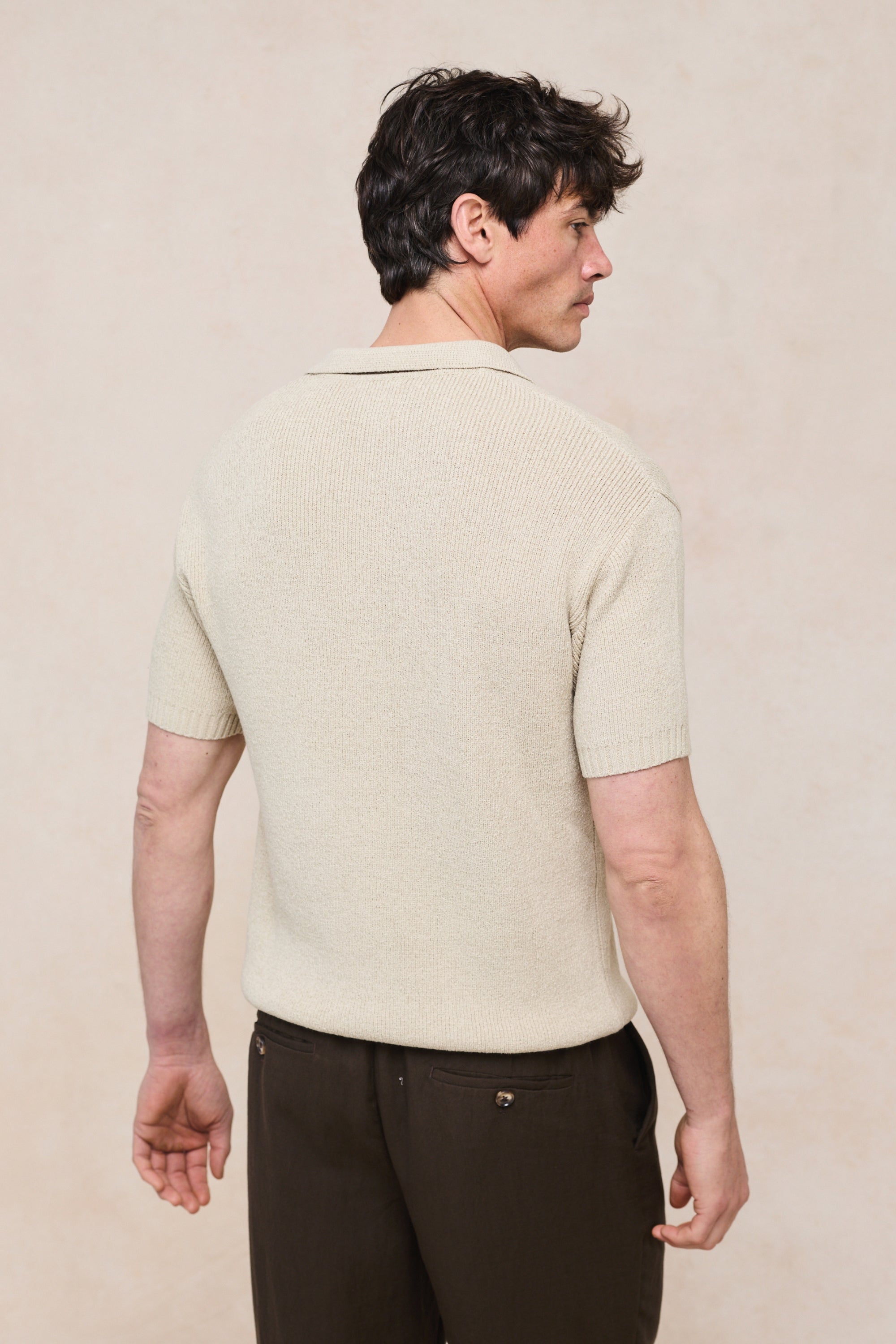 Sorelle Polo met korte mouwen en ribgebreide afwerking - Zandkleur