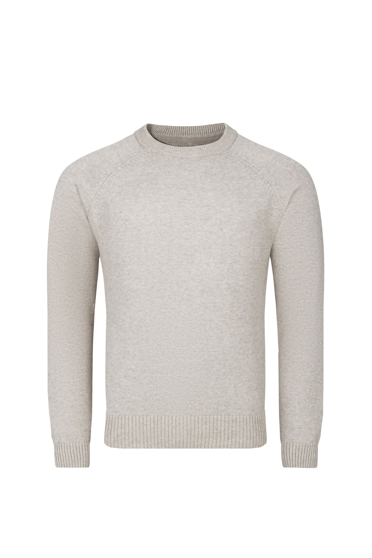 Lando gebreide trui met ronde hals - Havermoutkleur