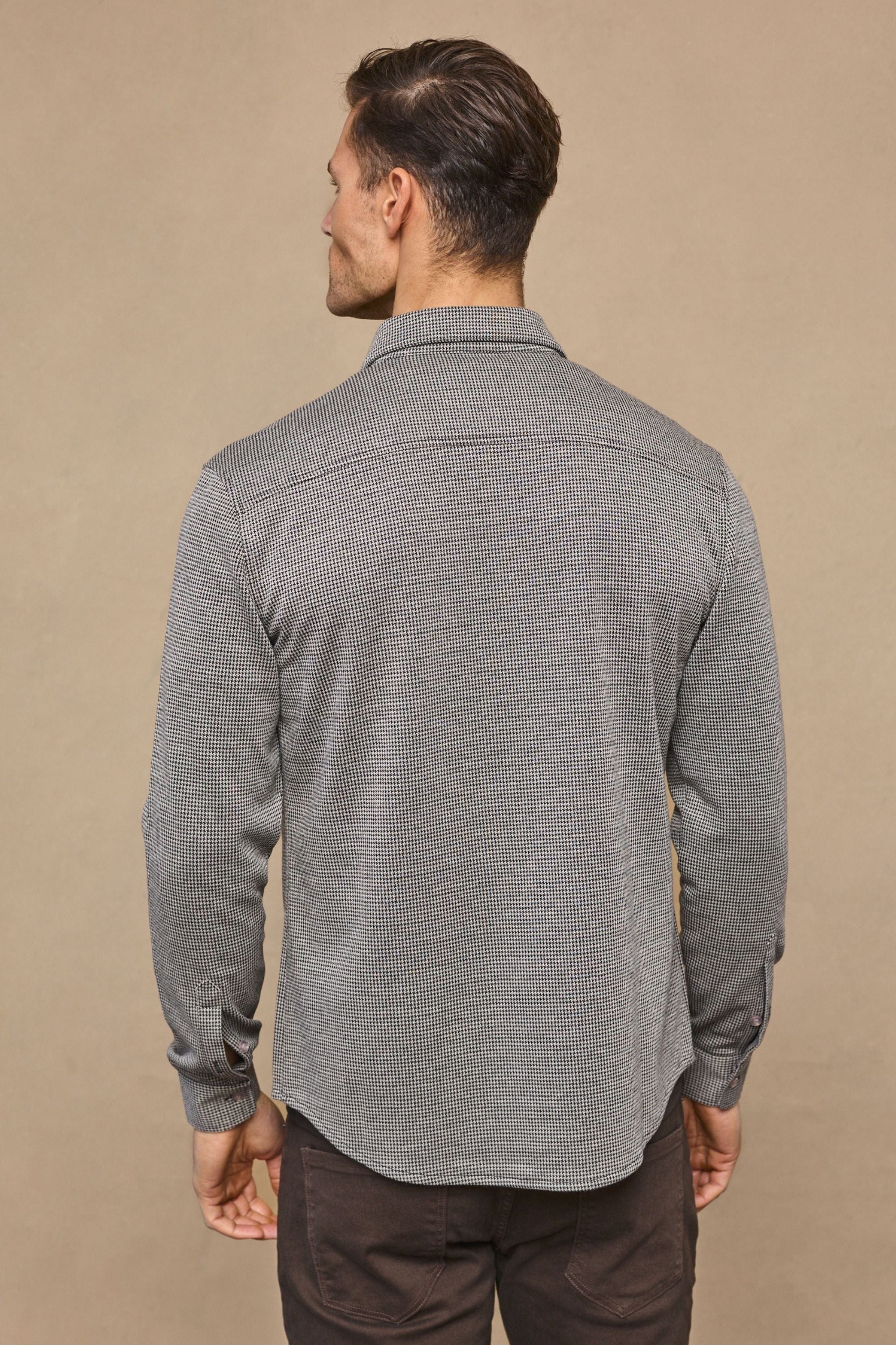 Joseph Dogtooth Overhemd - Zwart/Bruin