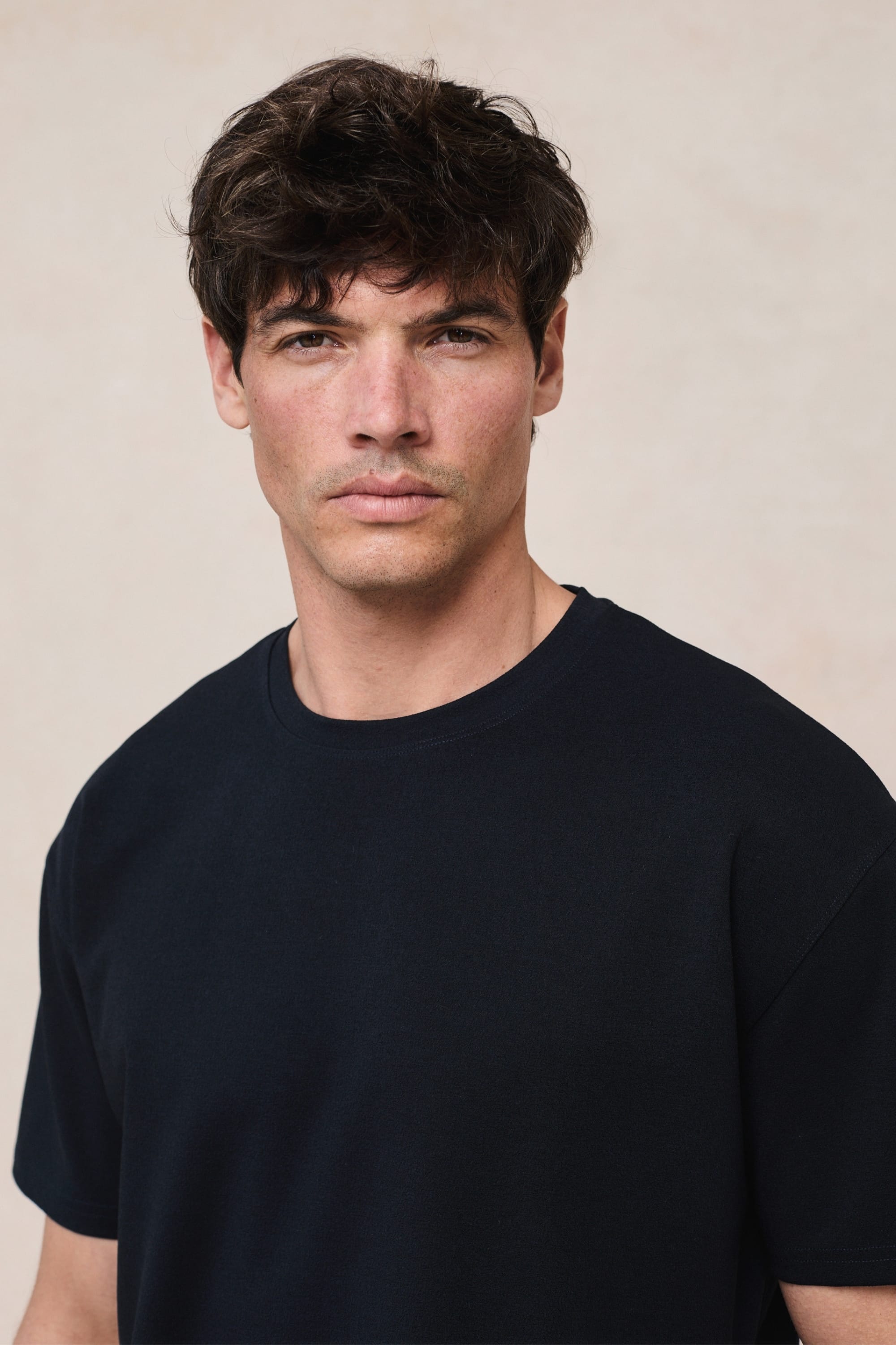 Tomas T-shirt met ronde hals en kreukels - Marineblauw