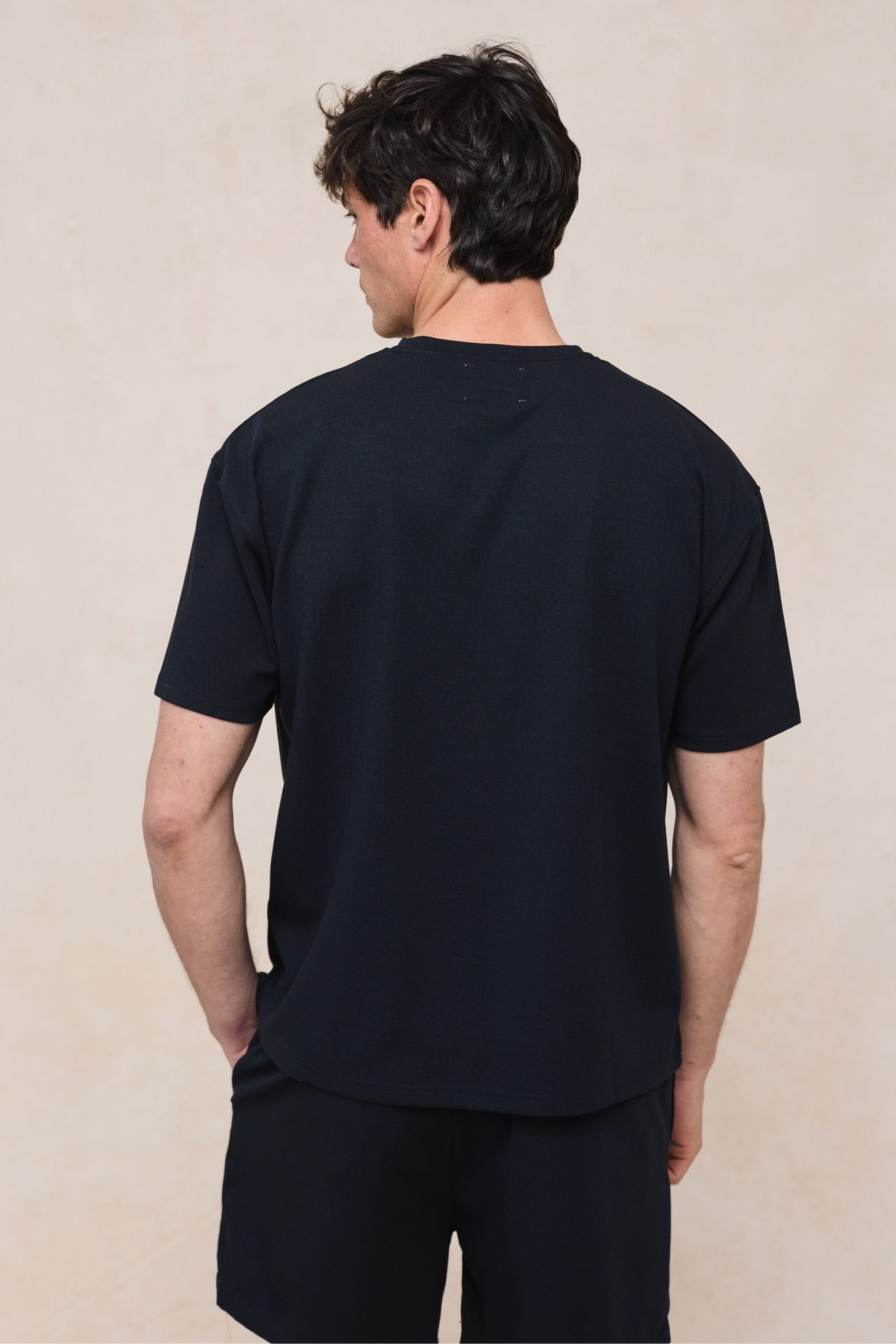 Tomas T-shirt met ronde hals en kreukels - Marineblauw