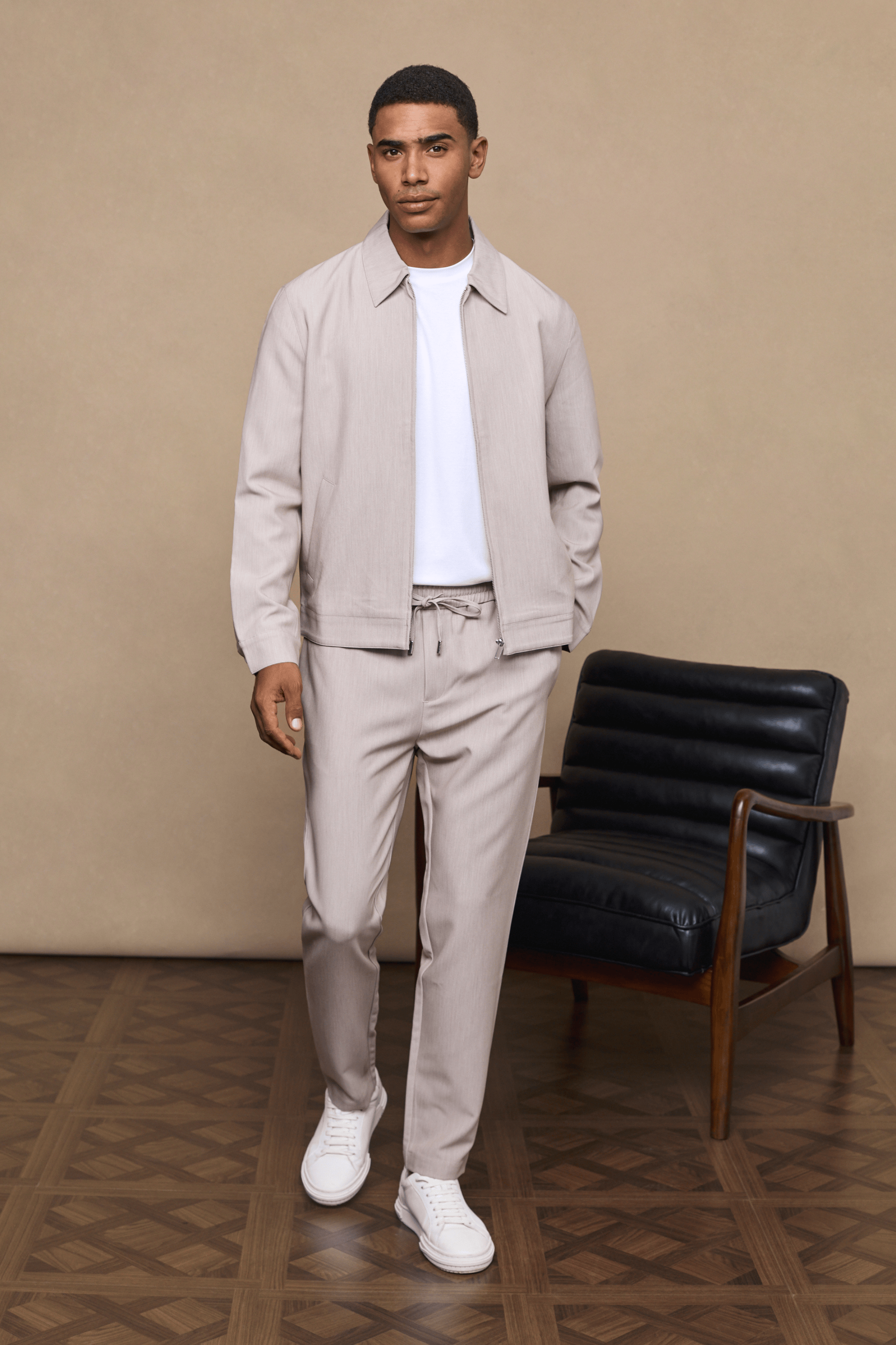 Emilio Zip Through Jacket - Oatmeal Marl