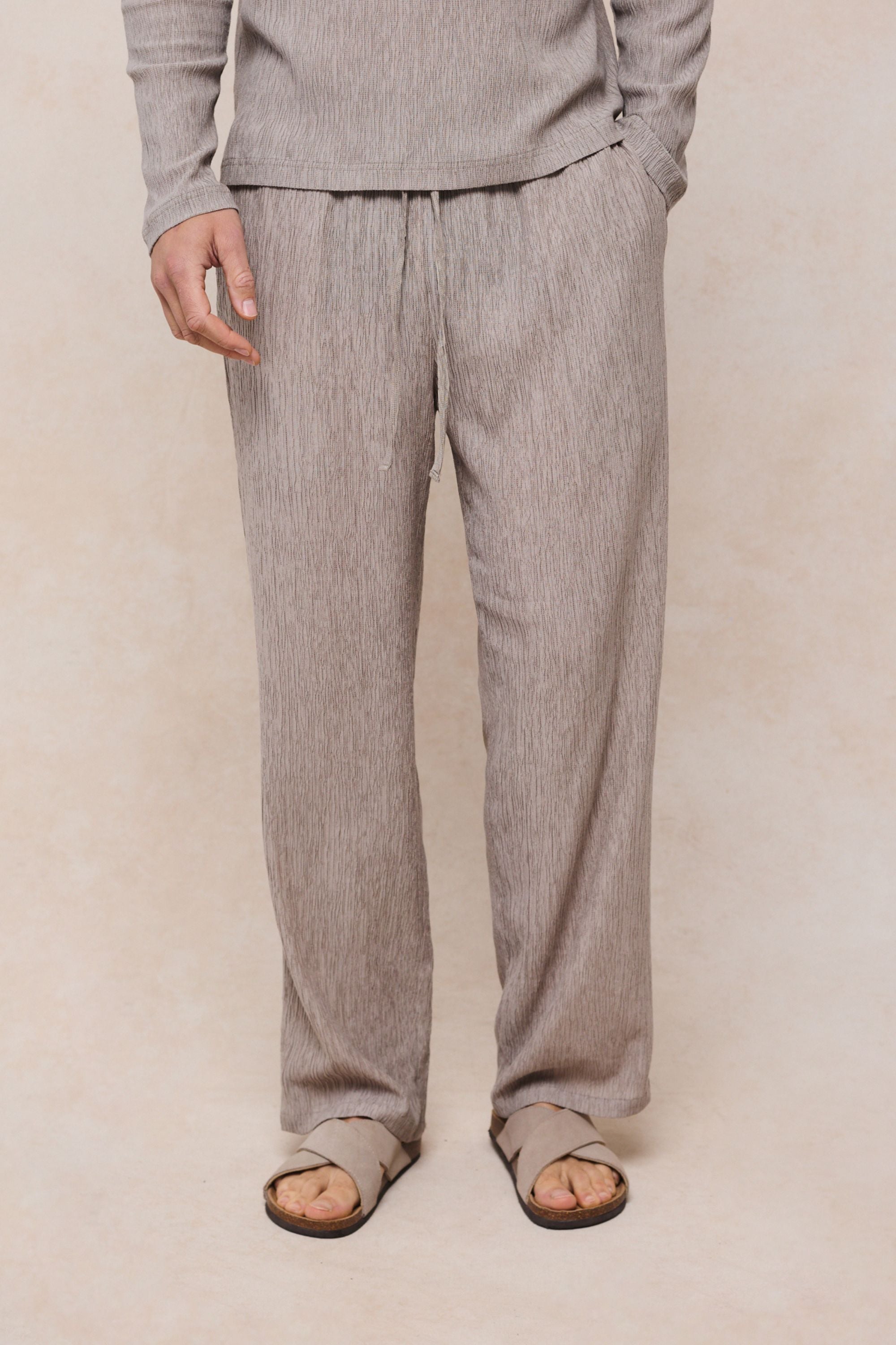 Arty broek met gekreukte elastische tailleband - Paddestoel