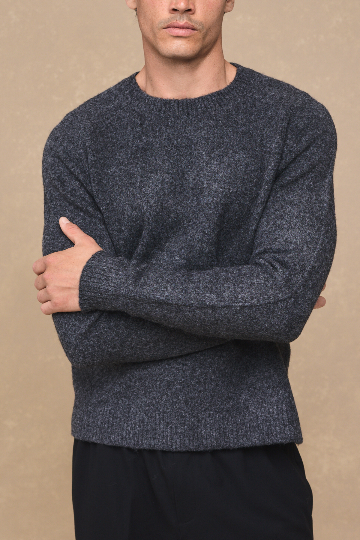 Mikkel Speckled Crew Neck Jumper - Charcoal Marl