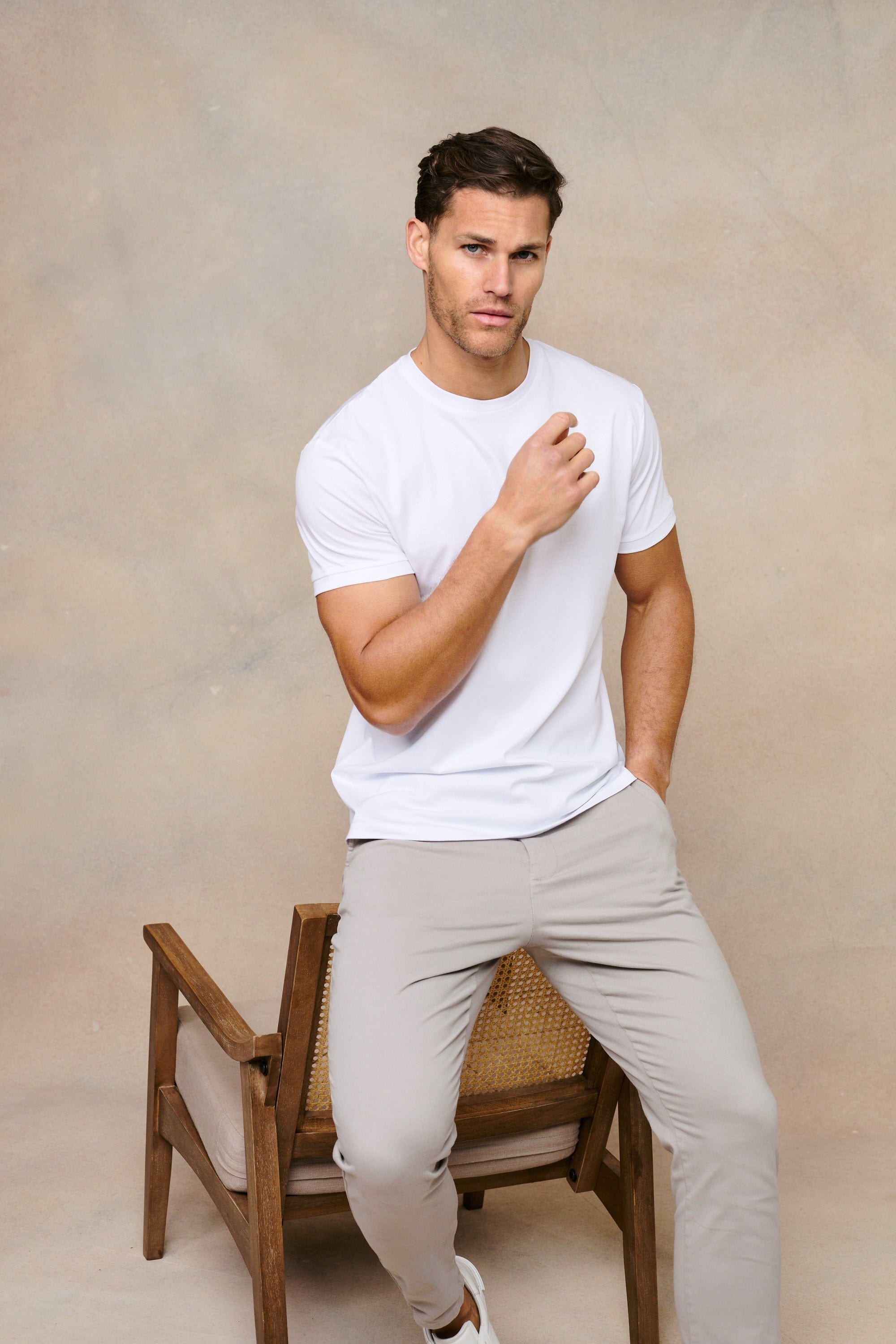 Luxe gemerceriseerd T-shirt - Wit