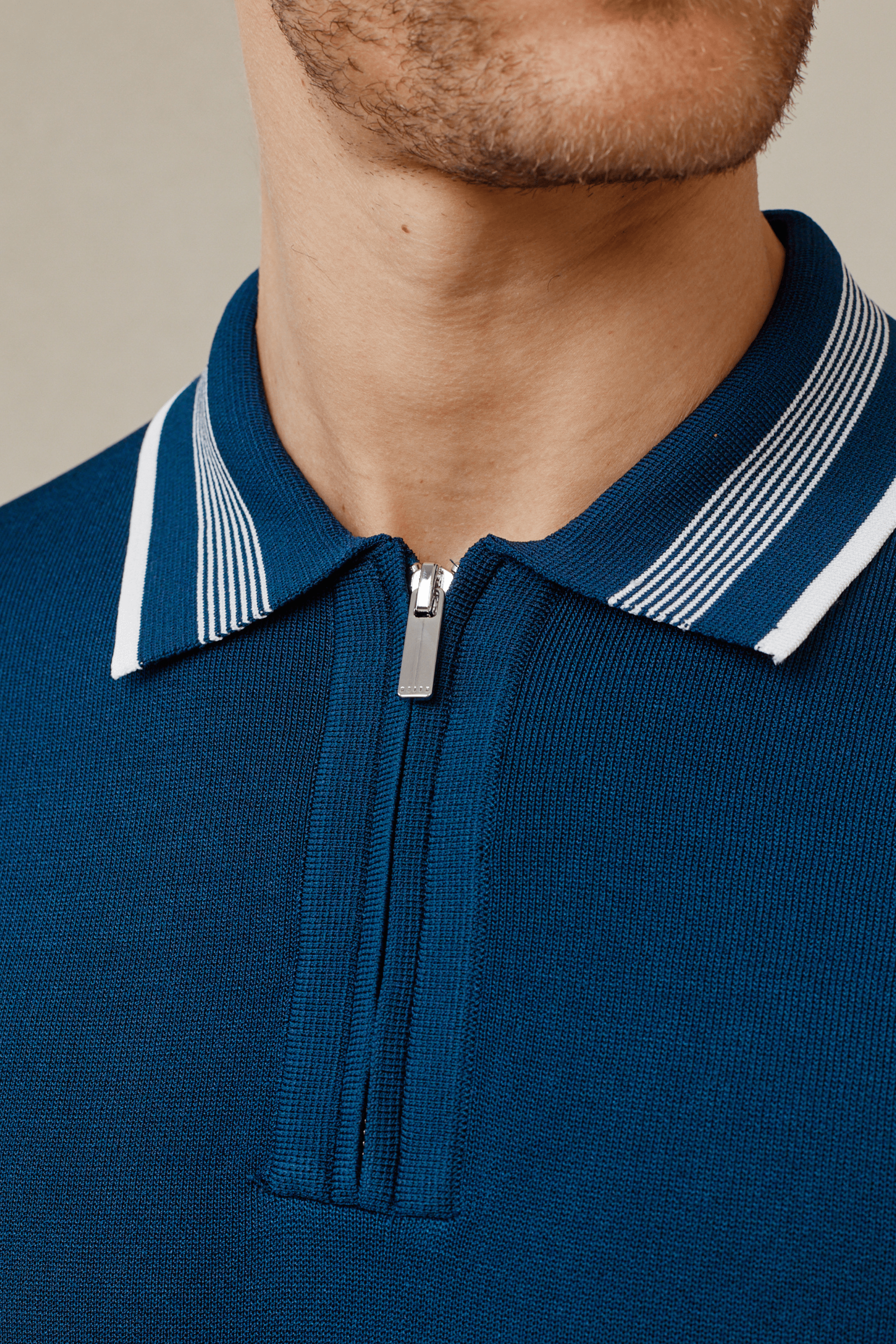 Vida Gebreid Gestreept Poloshirt - Marine