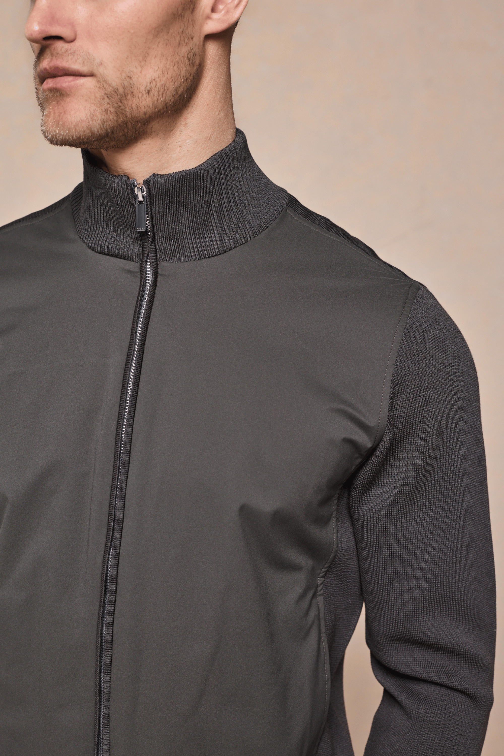 Paco Hybrid gebreide jas - Donker olijfgroen