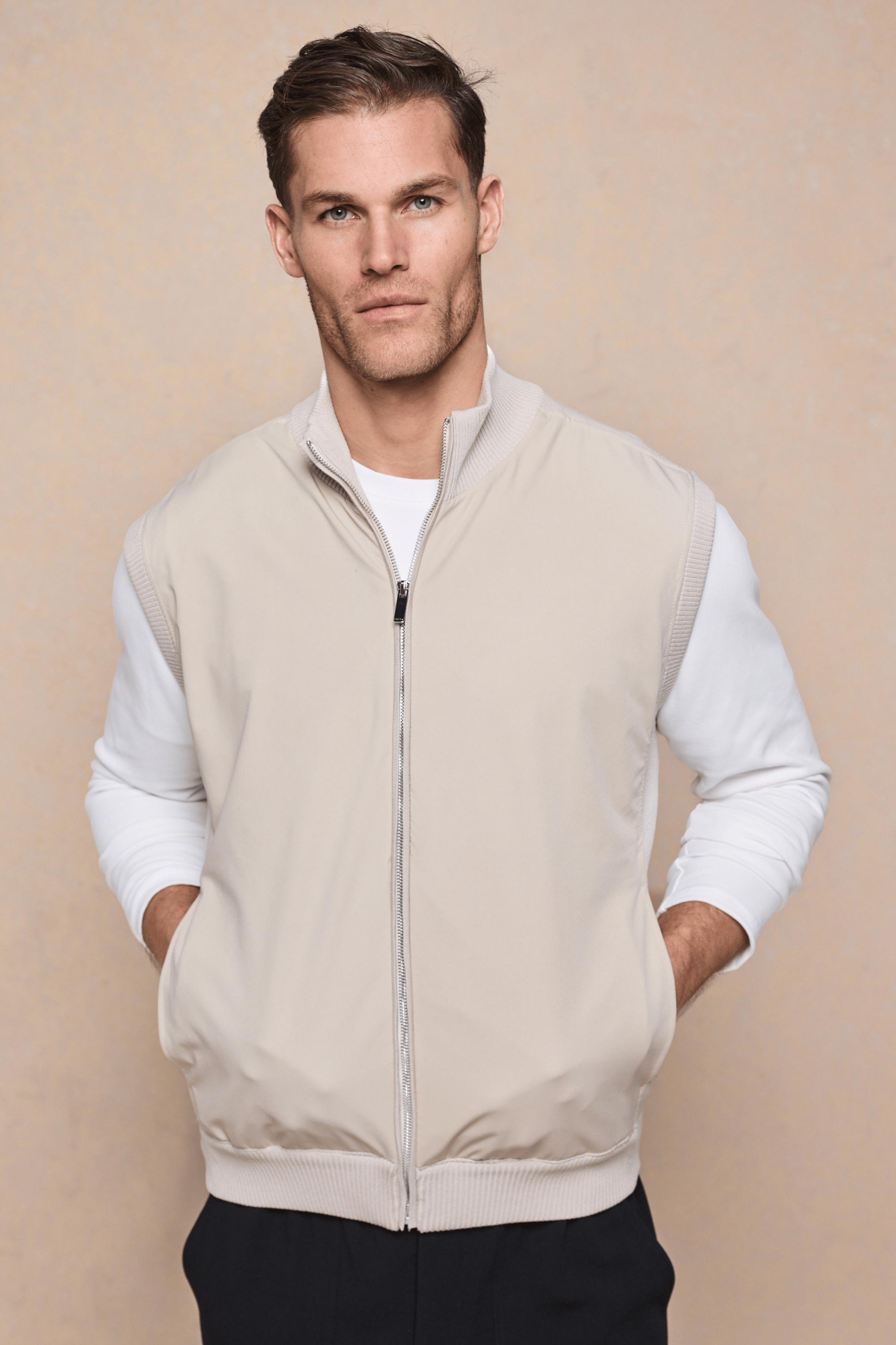 Davi Hybrid gebreid vest - Steen