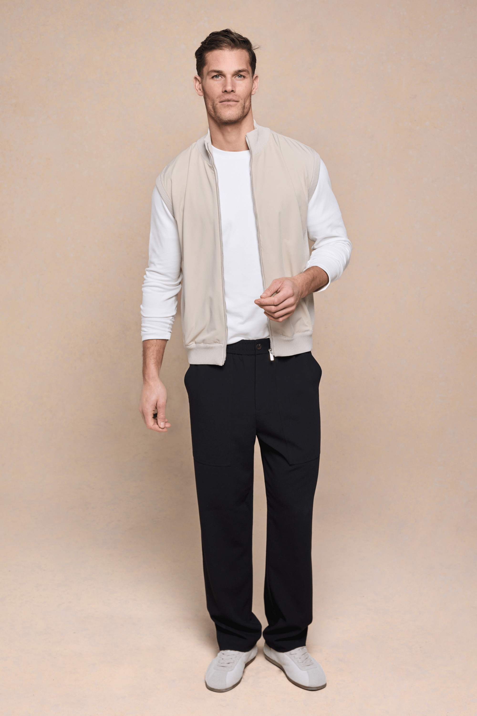 Davi Hybrid gebreid vest - Steen