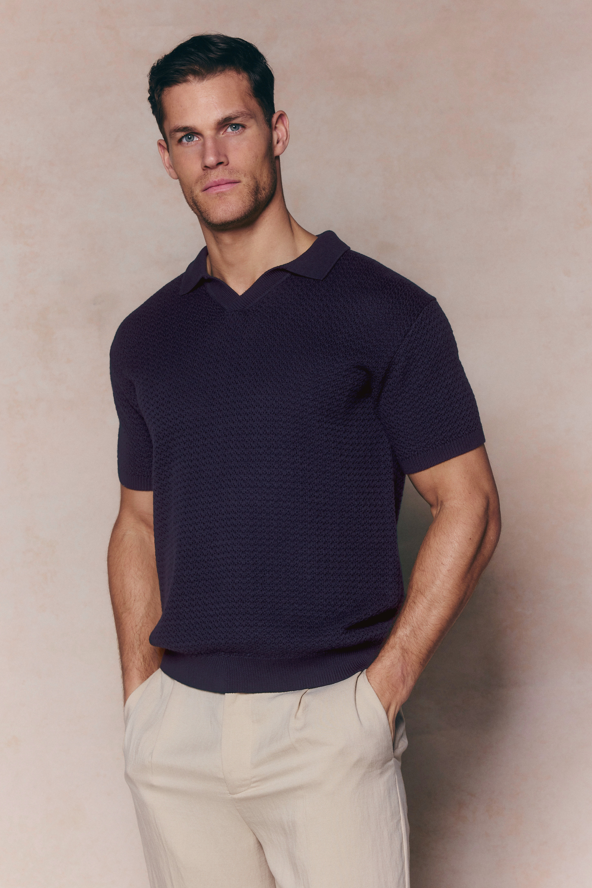 Rapha katoenen gebreide polo - marineblauw