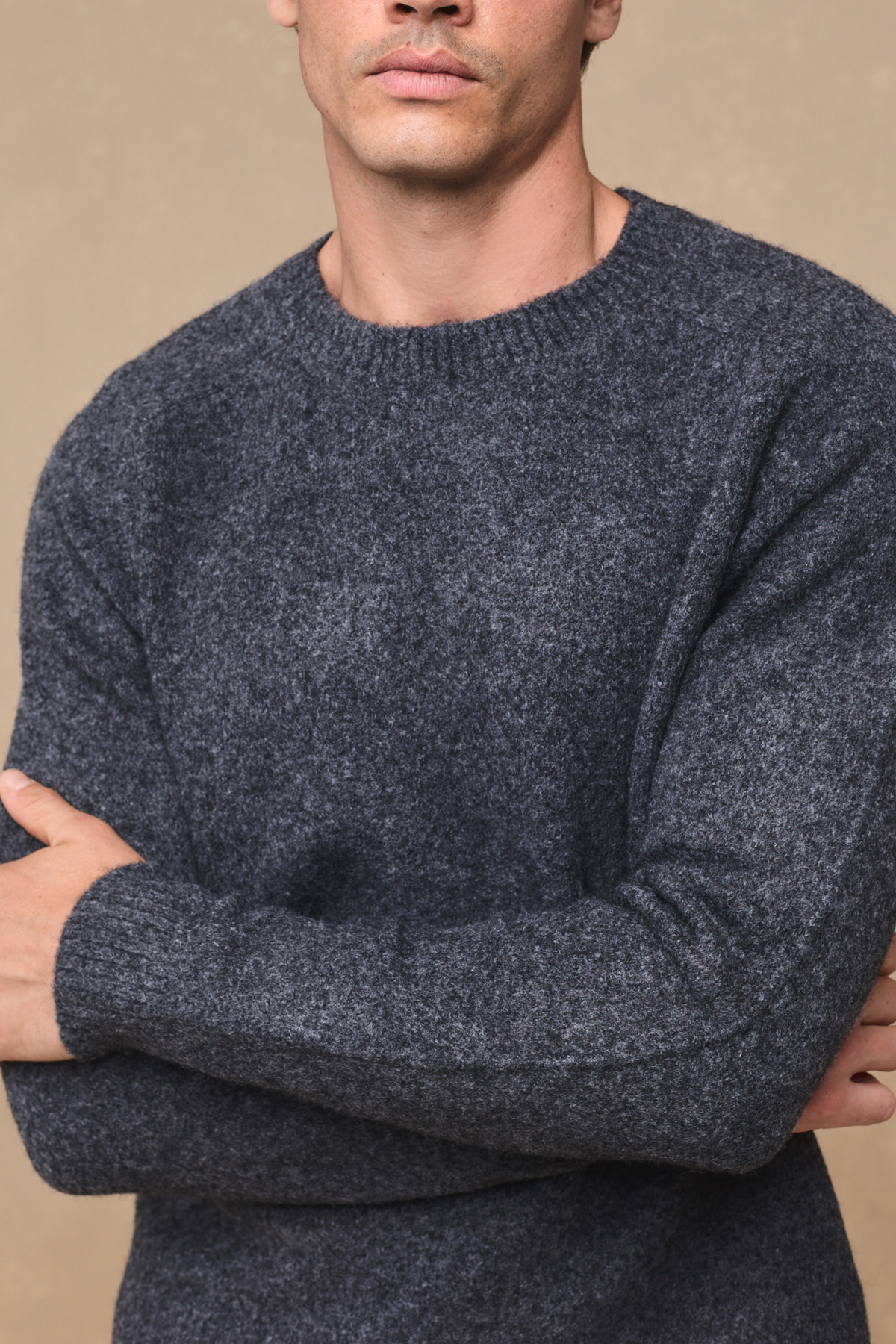 Mikkel Speckled Crew Neck Jumper - Charcoal Marl