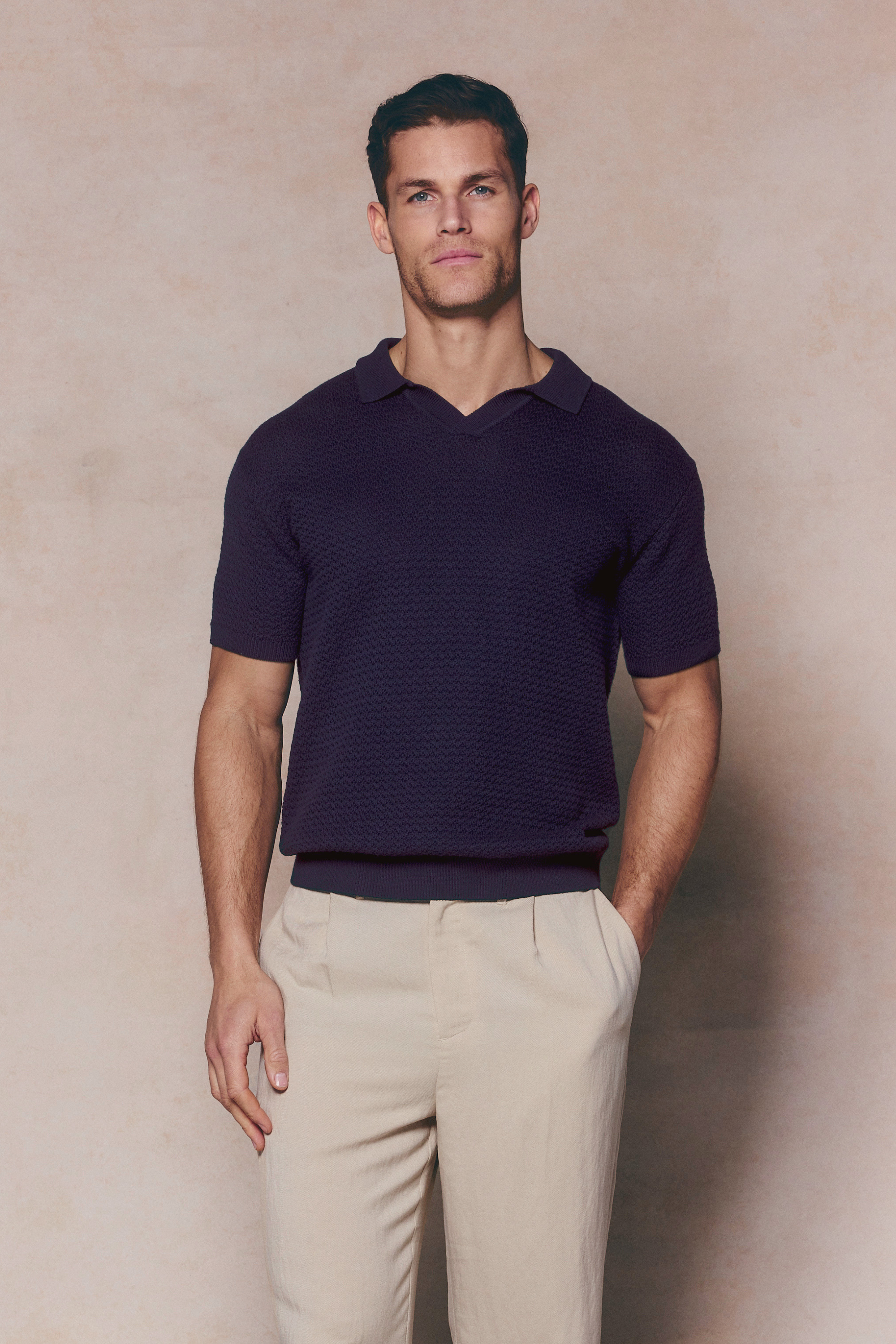 Rapha katoenen gebreide polo - marineblauw