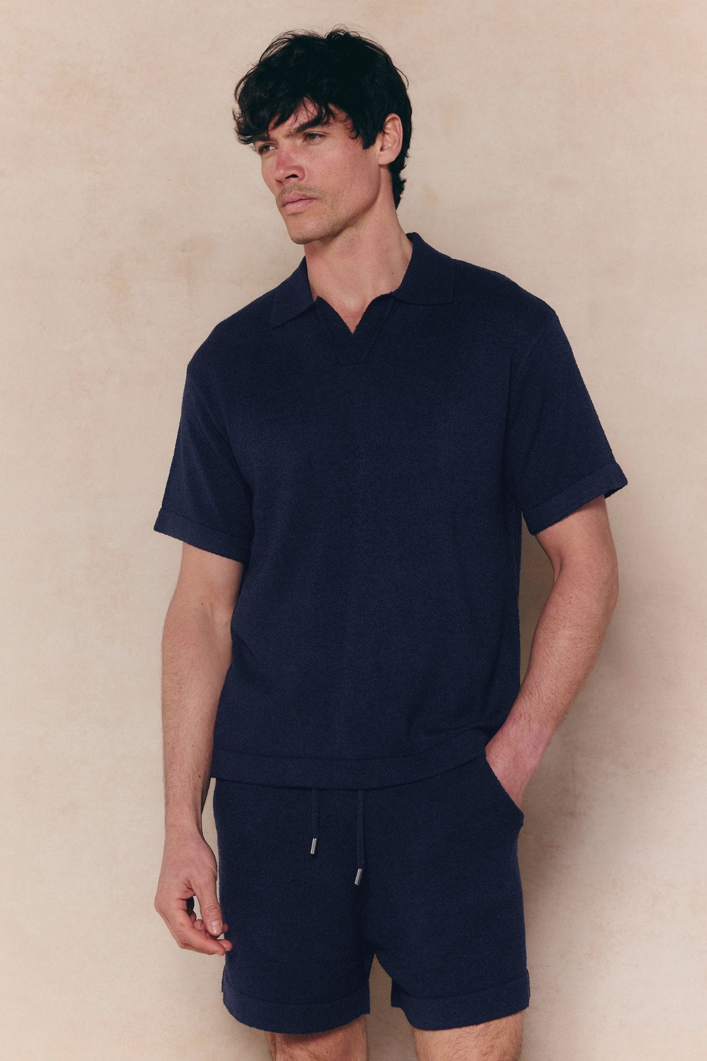 Miguel Boucle Polo Shirt - Navy