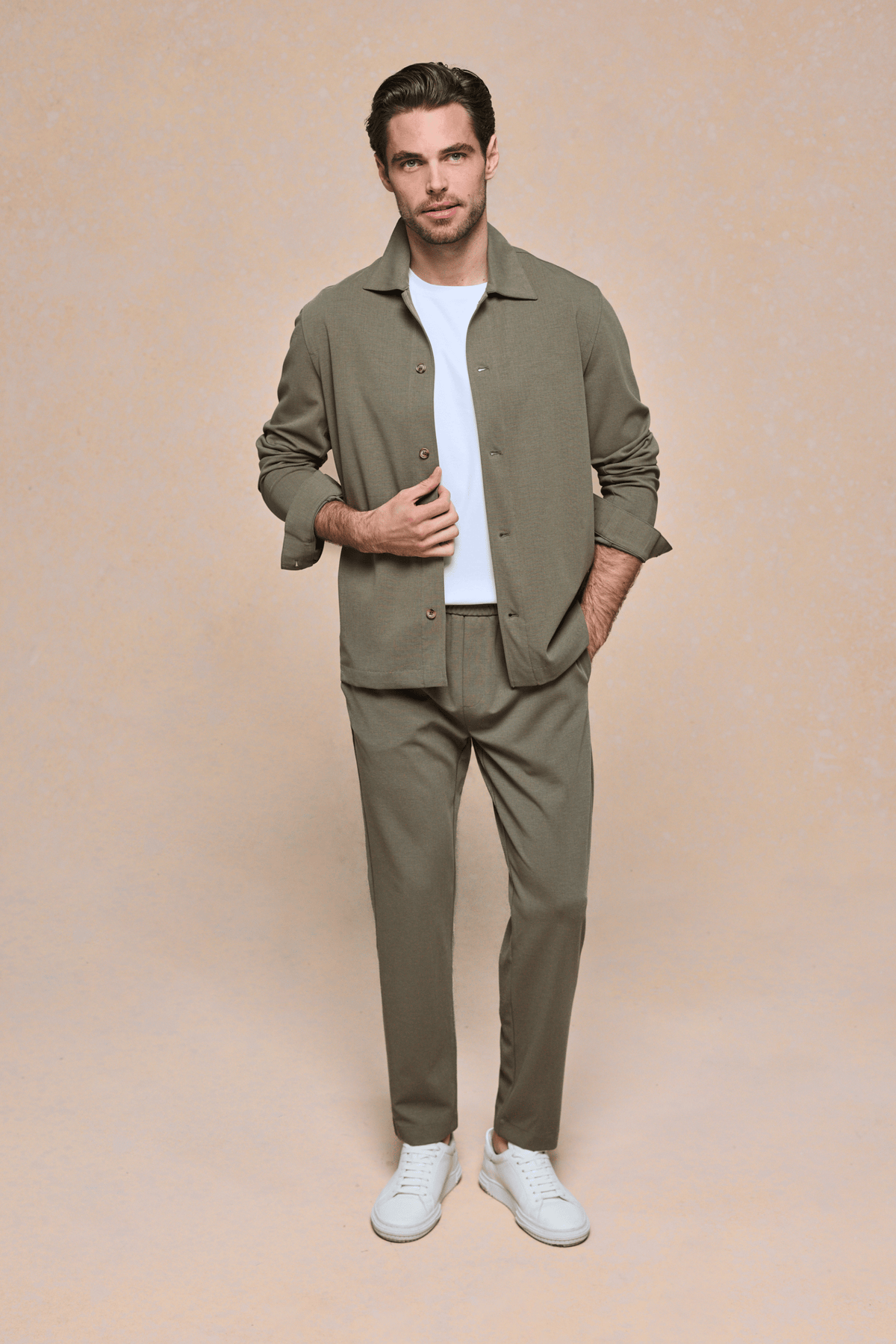 Geneva overshirt met textuur - Khaki