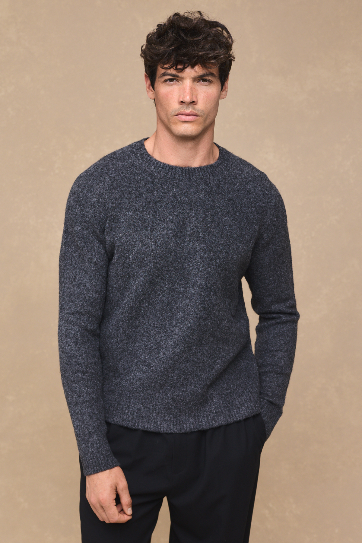 Mikkel Speckled Crew Neck Jumper - Charcoal Marl