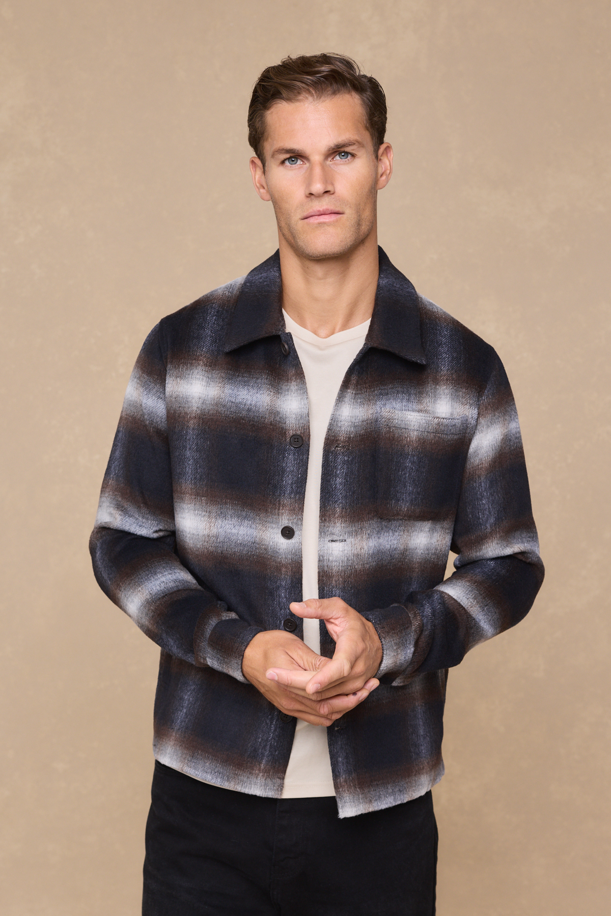 Victor Brushed Checked Overshirt - Check