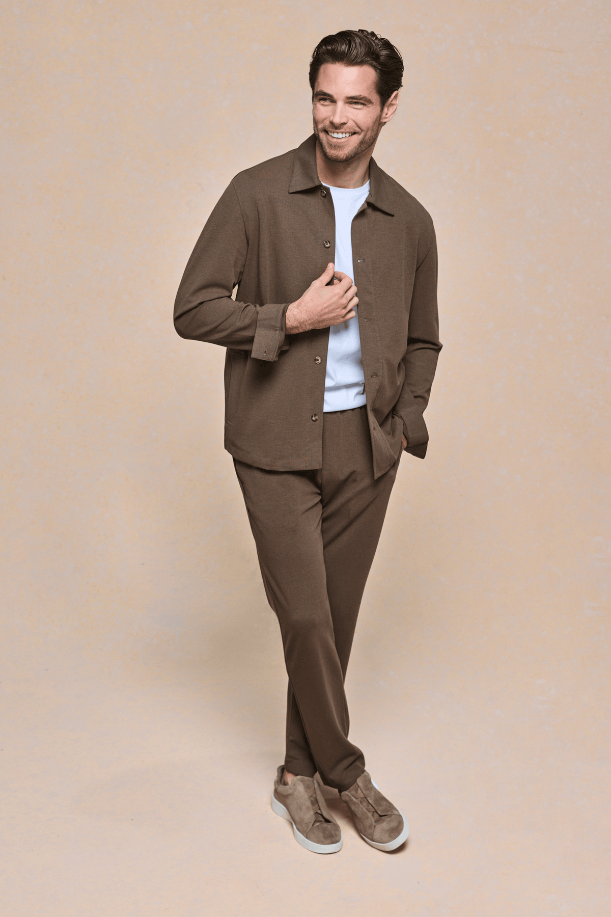 Geneva overshirt met textuur - Bruin