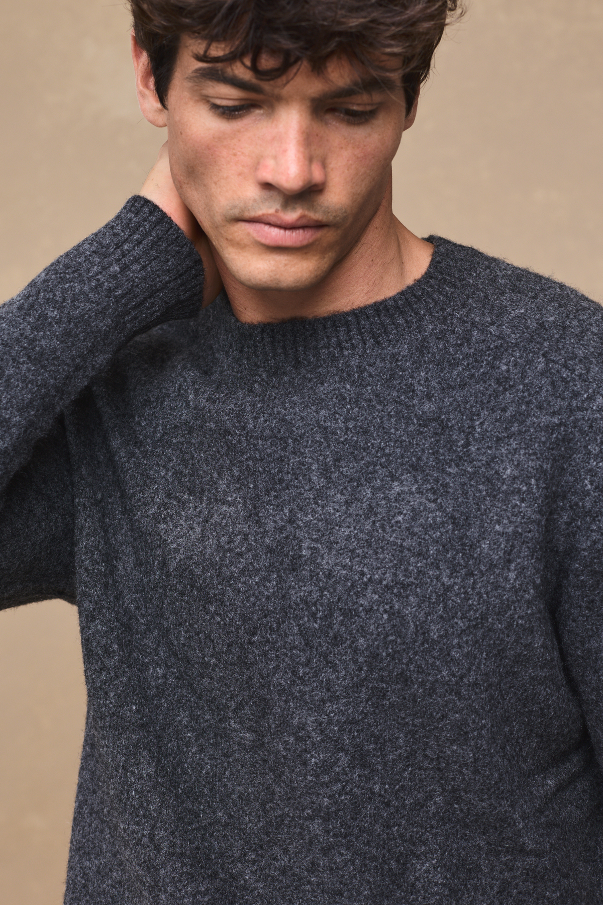 Mikkel Speckled Crew Neck Jumper - Charcoal Marl