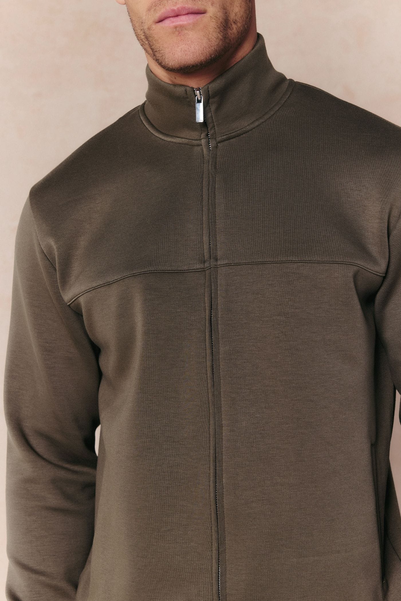 Luxe Zip Through Jacket - Burnt Olive