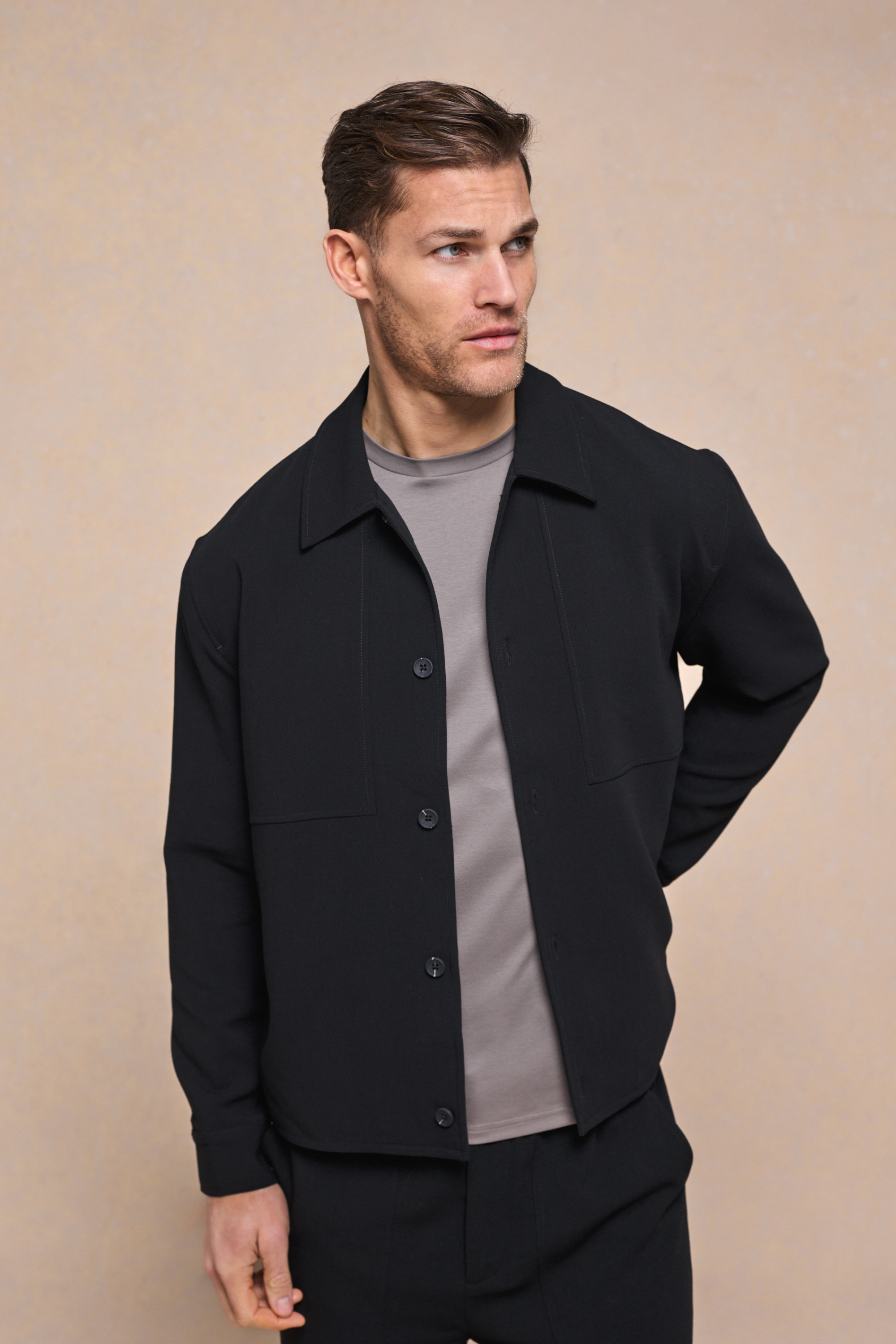 Julien Relaxed Panelled Jacket - Zwart