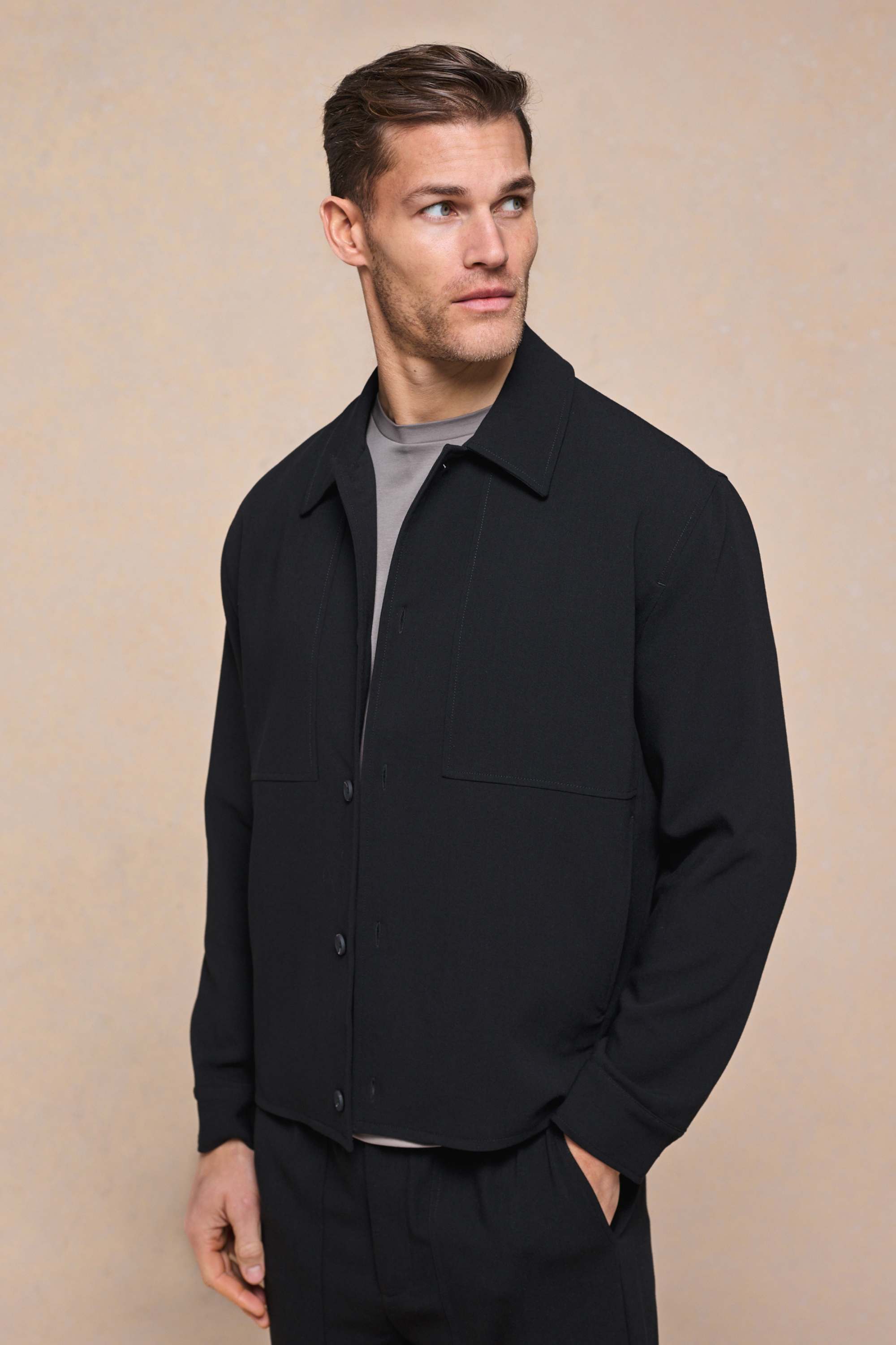Julien Relaxed Panelled Jacket - Zwart