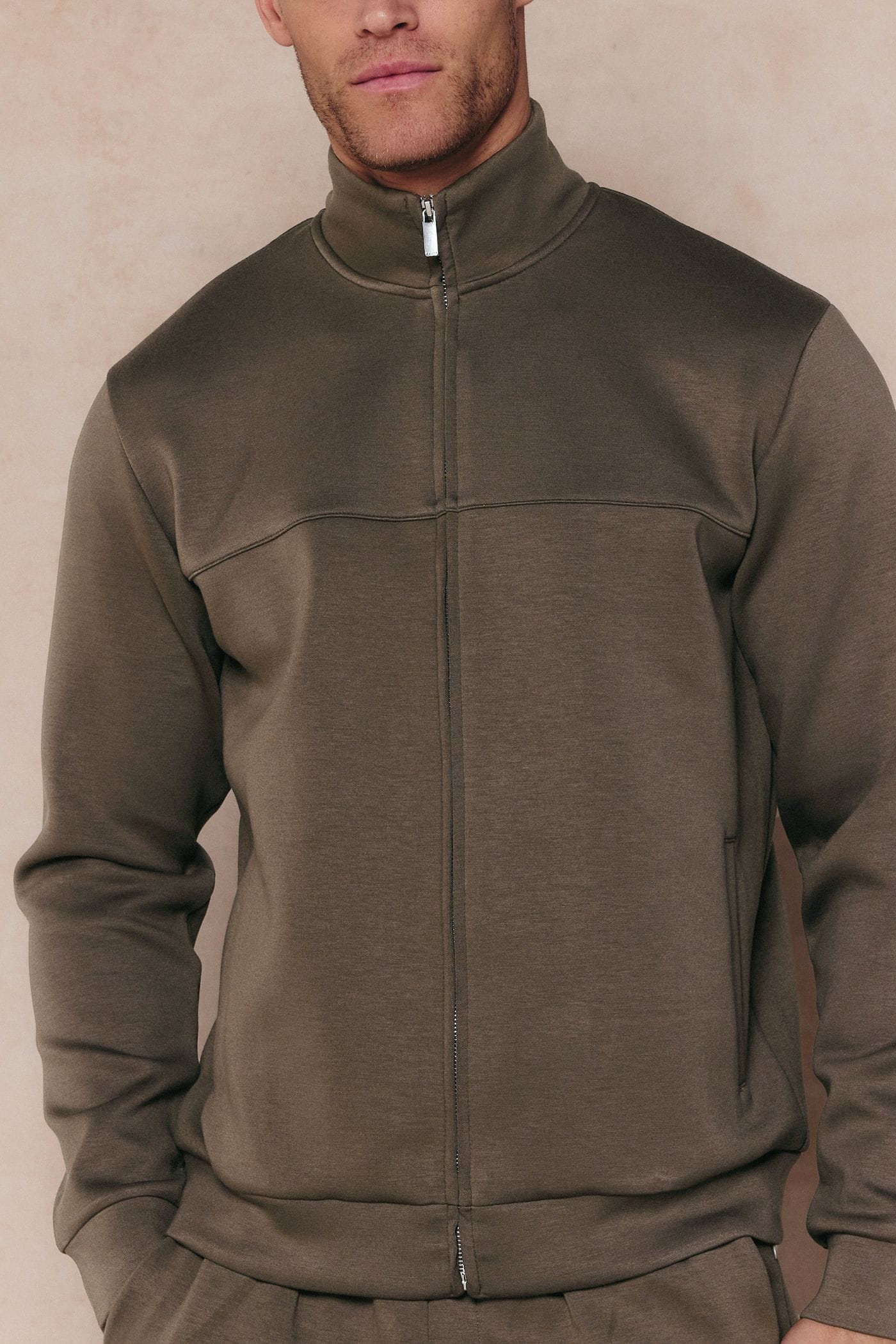 Luxe Zip Through Jacket - Burnt Olive