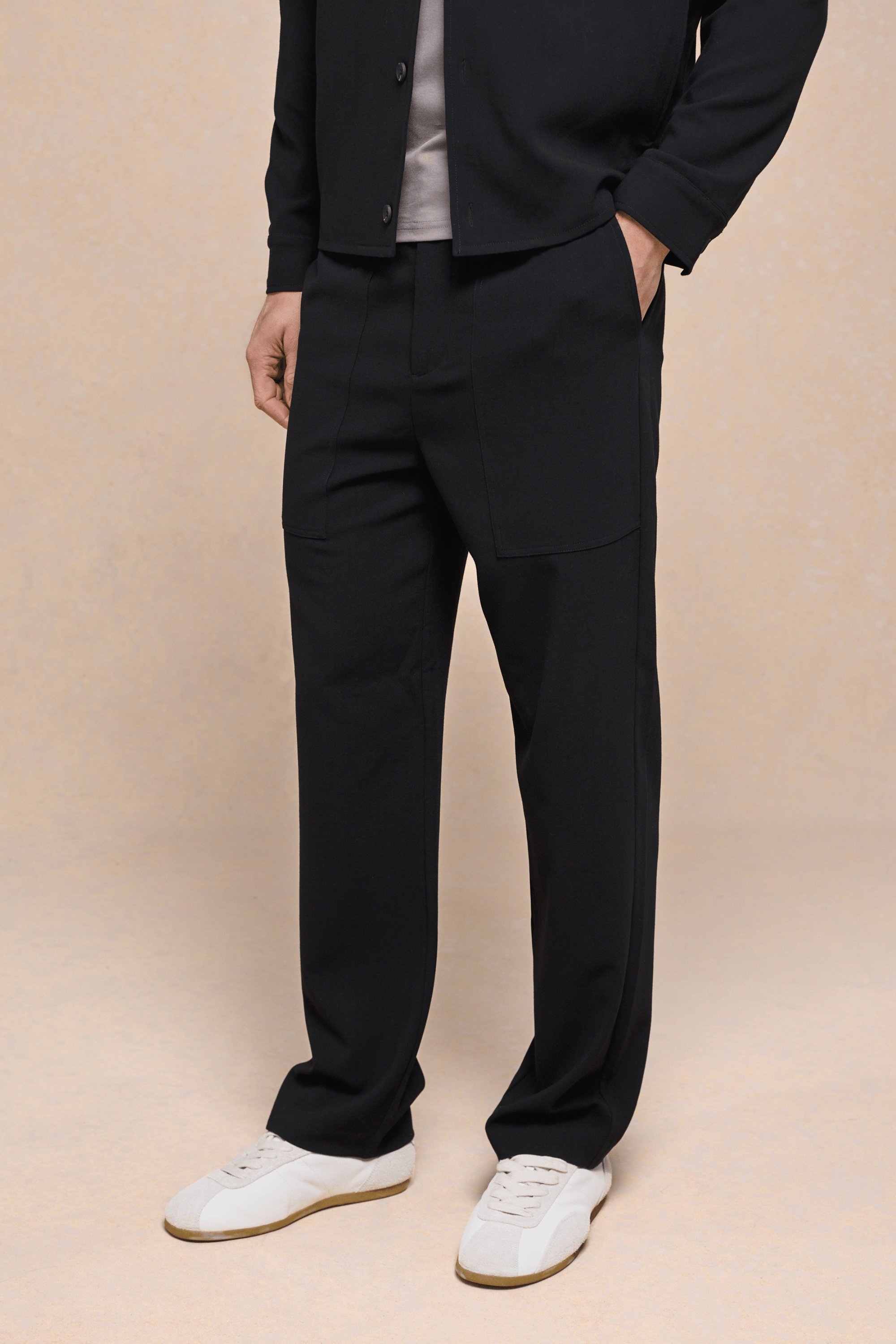 Julien Relaxed Pantalon met Panelen - Zwart