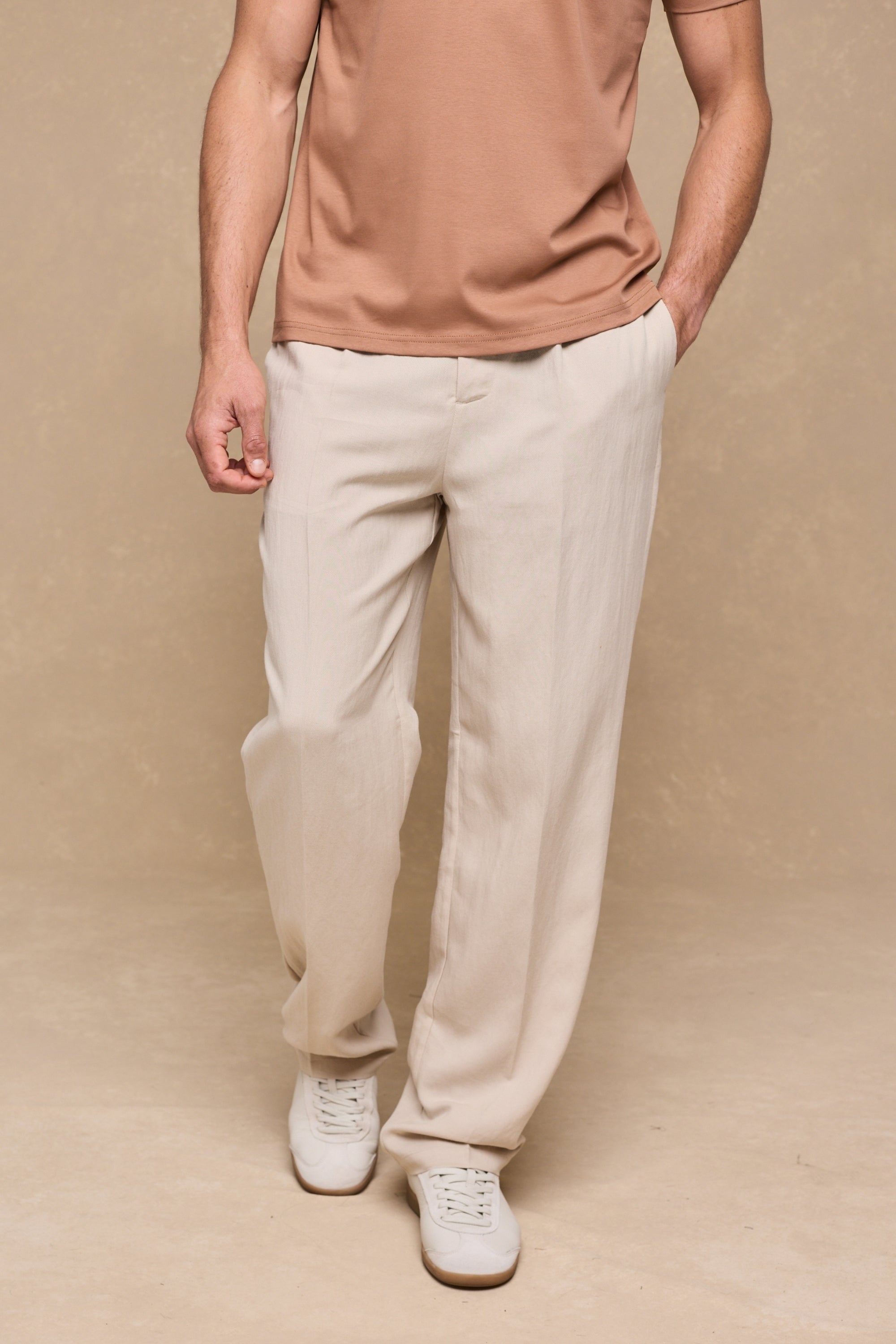 Helio geplooide relaxte broek - beige