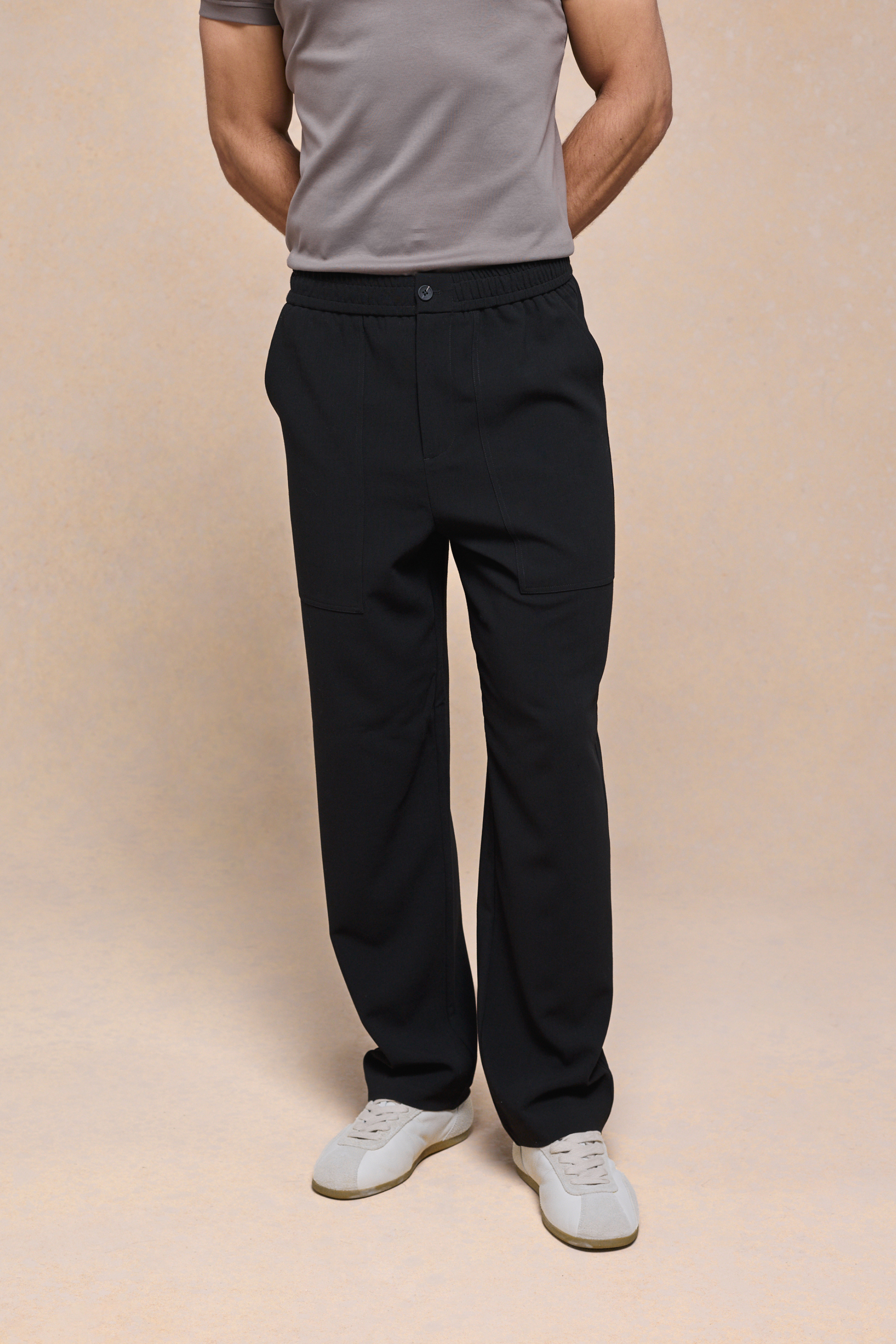 Julien Relaxed Pantalon met Panelen - Zwart