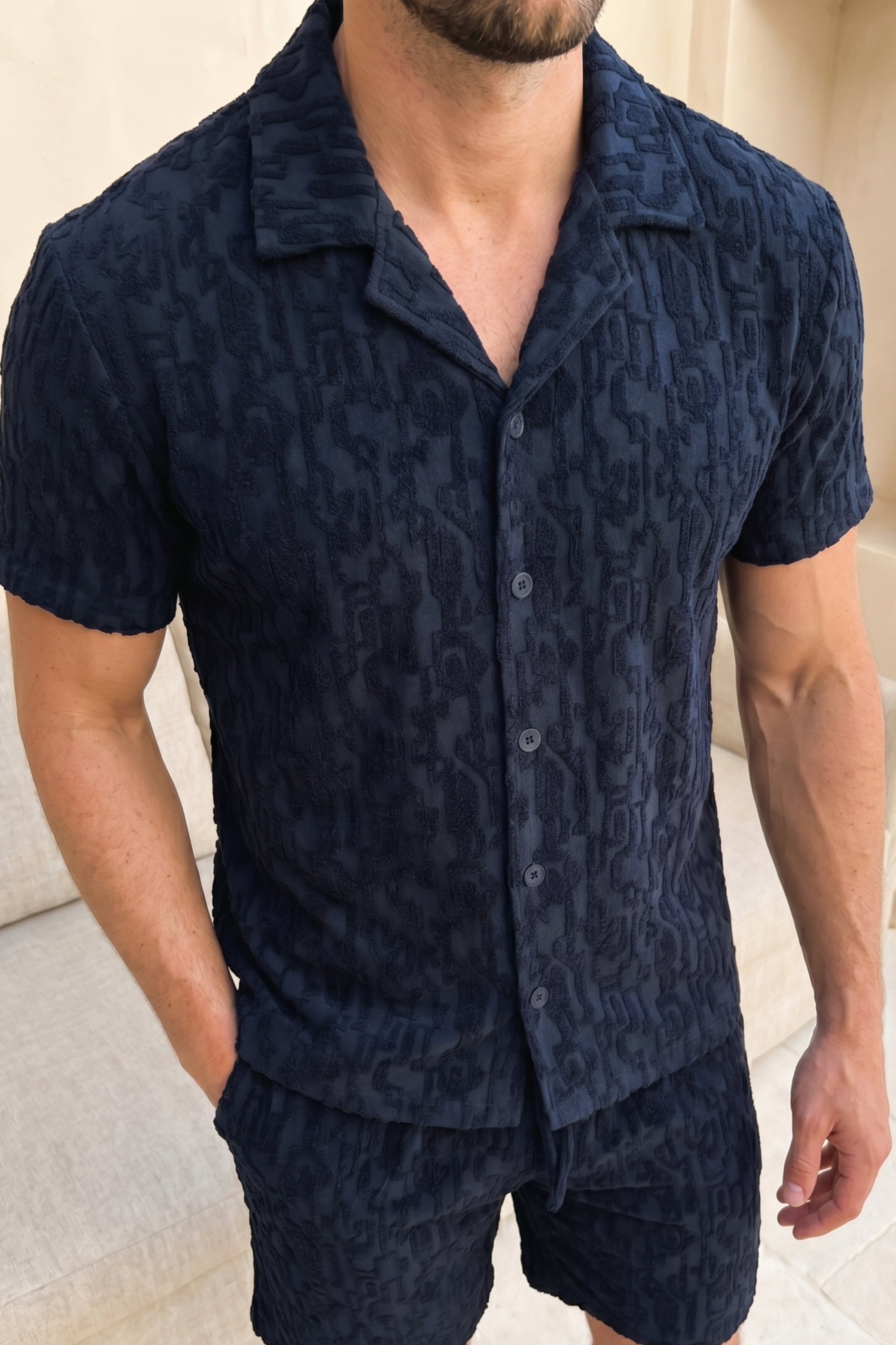 Fausto top set met fluweelachtige afwerking - Marineblauw