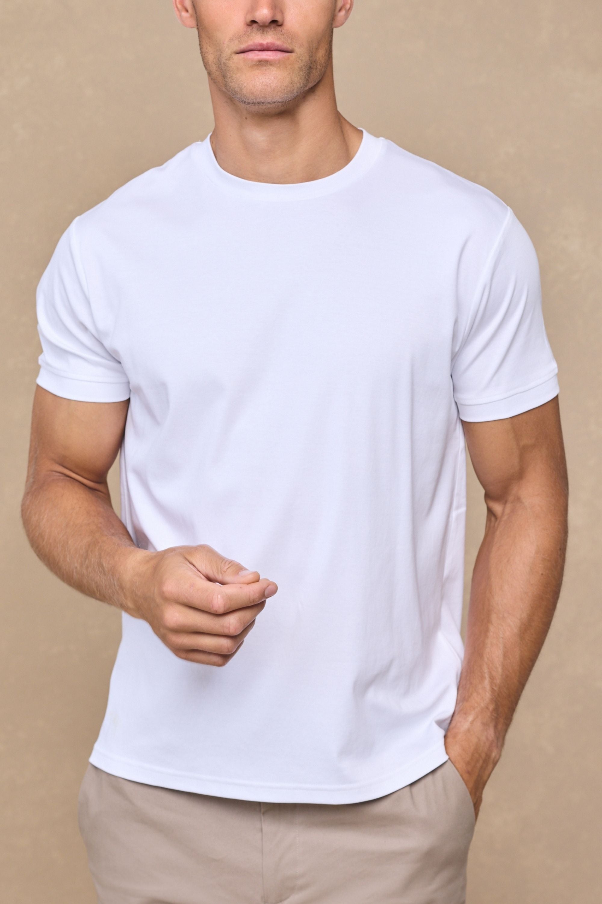 Luxe gemerceriseerd T-shirt - Wit