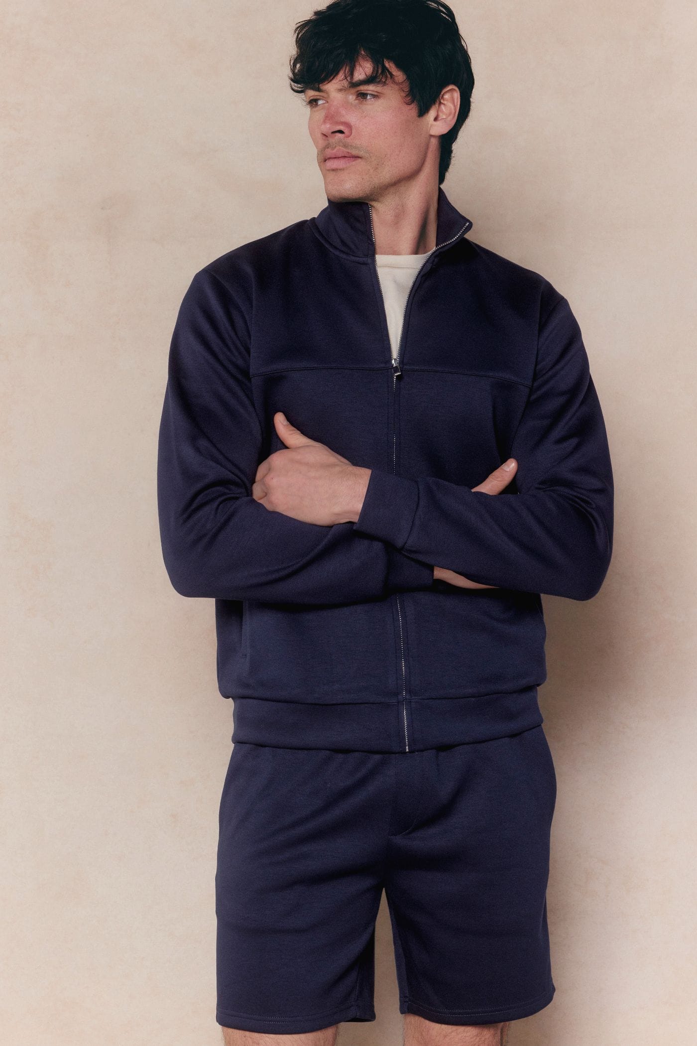 Luxe Zip Through Jacket - Navy