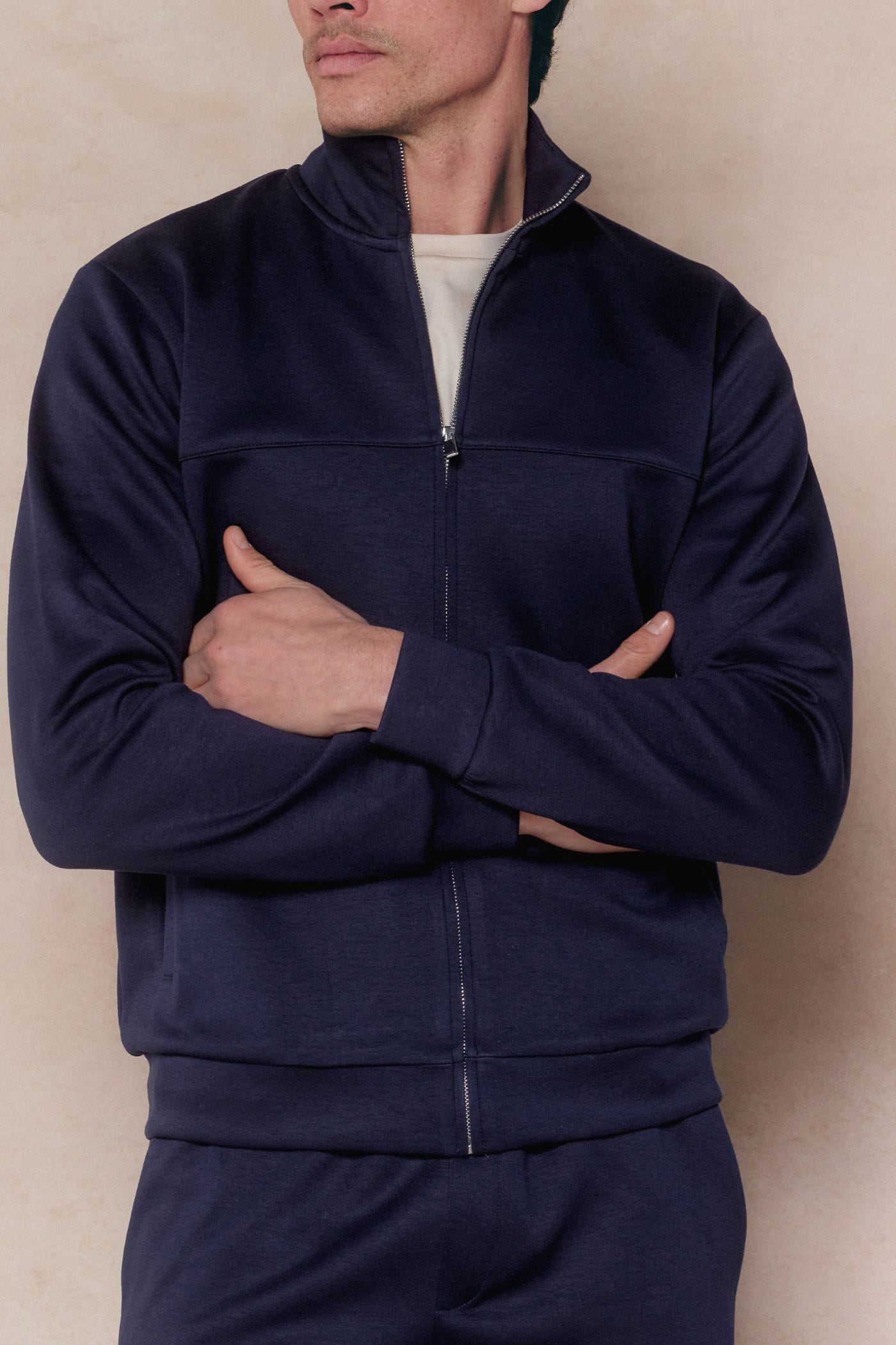 Luxe Zip Through Jacket - Navy