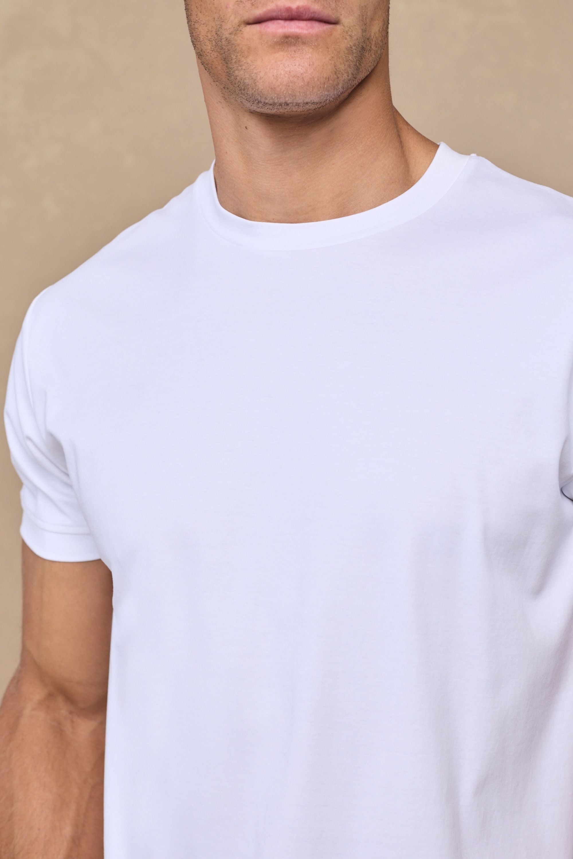 Luxe gemerceriseerd T-shirt - Wit
