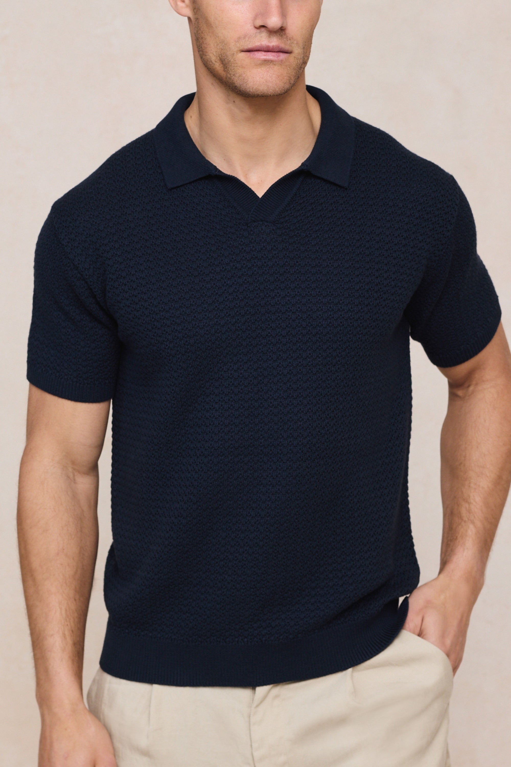 Rapha katoenen gebreide polo - marineblauw