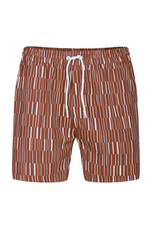 Chalco zwembroek met elastische tailleband - Roestbruin/Ecru