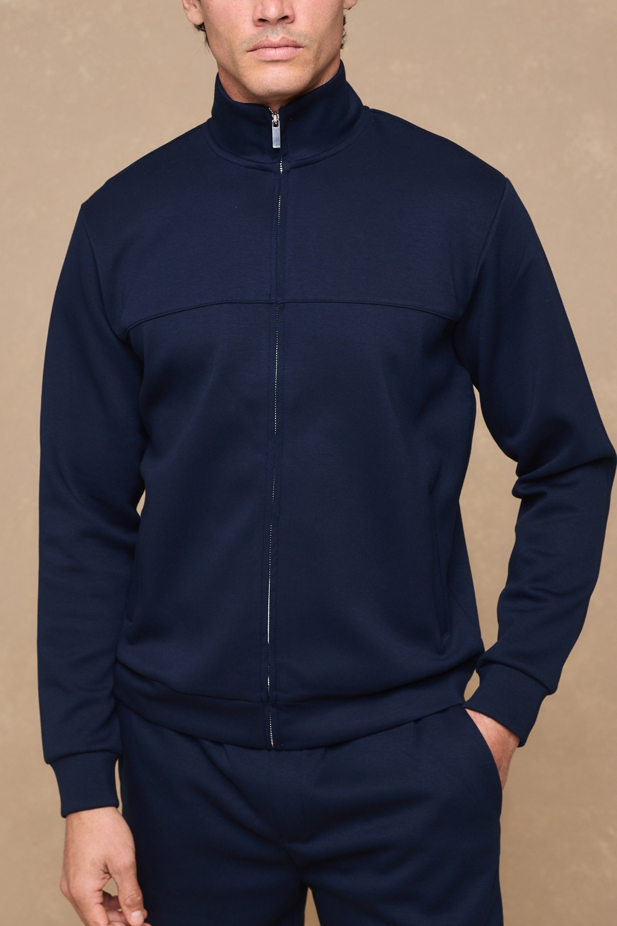 Luxe jas met ritssluiting - Marineblauw