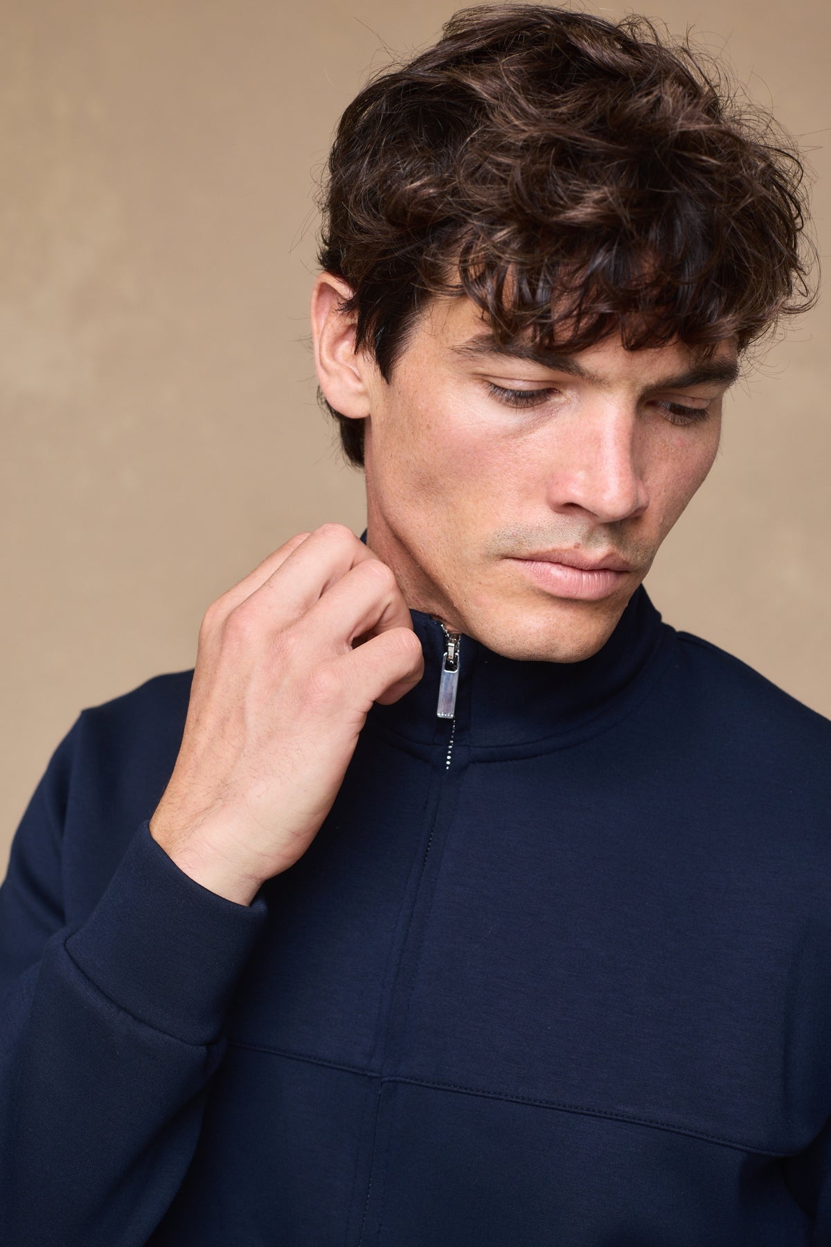 Luxe jas met ritssluiting - Marineblauw