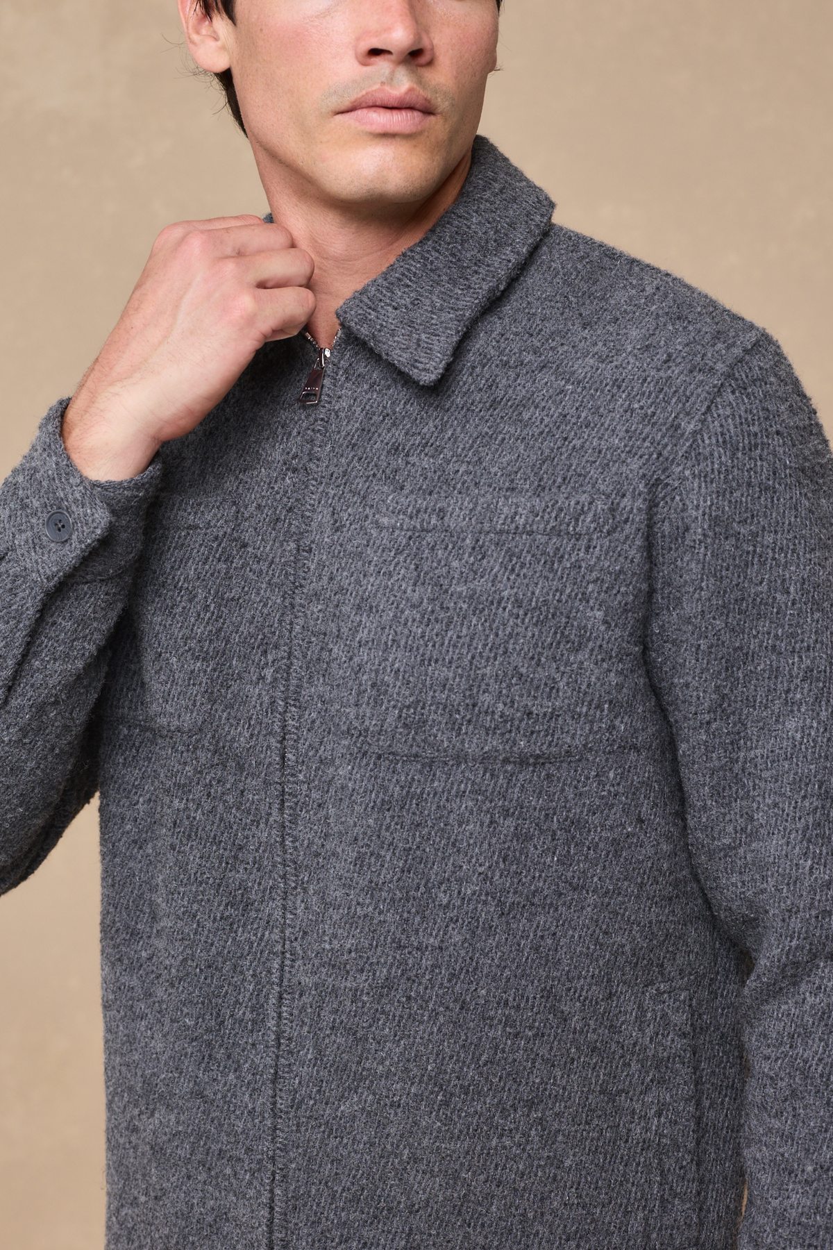 Reid Zip Thru Overshirt - Charcoal