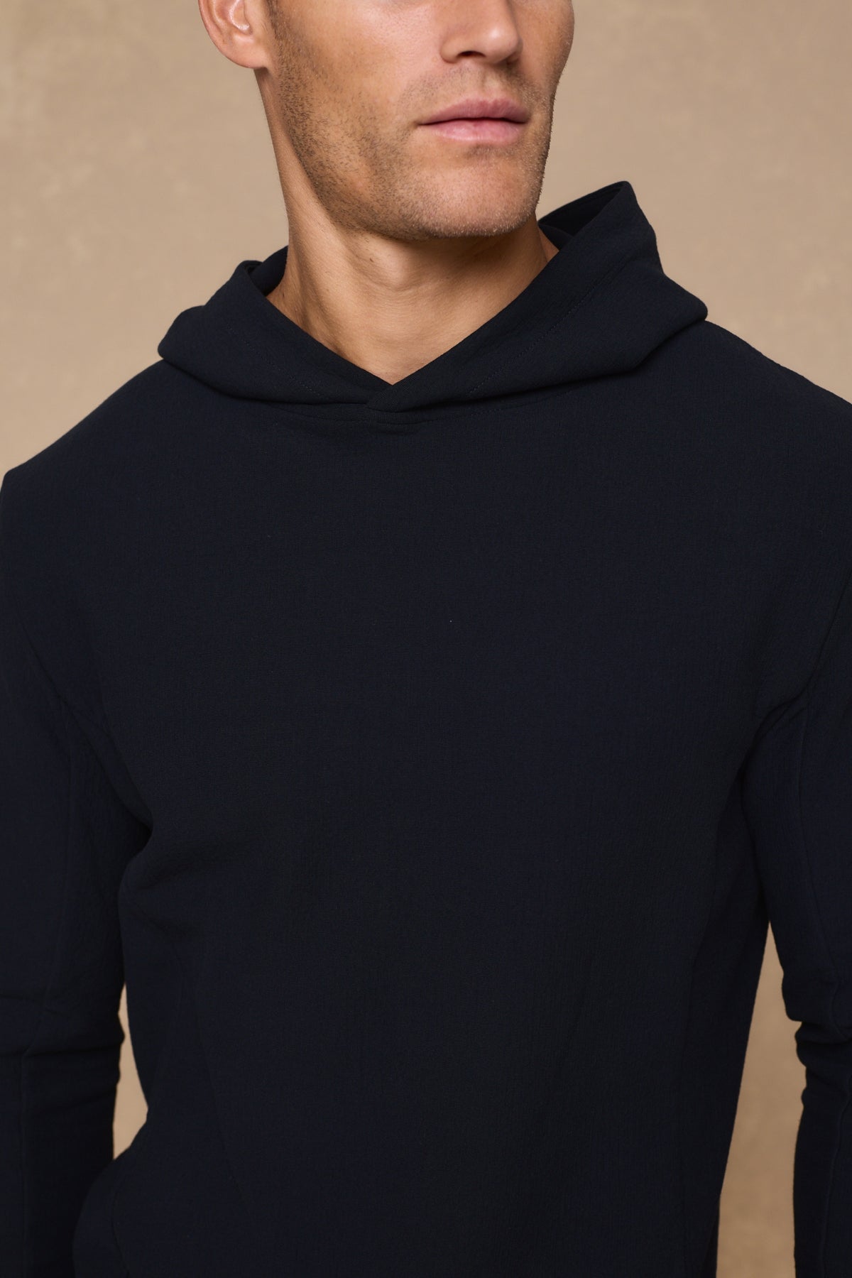 Zarco hoodie van gekreukeld jersey - marineblauw