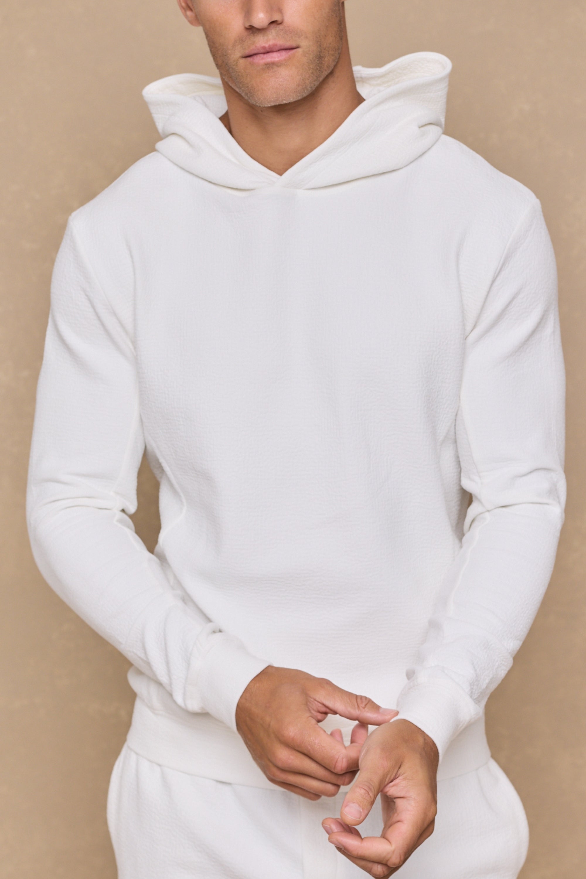 Zarco hoodie van gekreukeld jersey - Ivoor