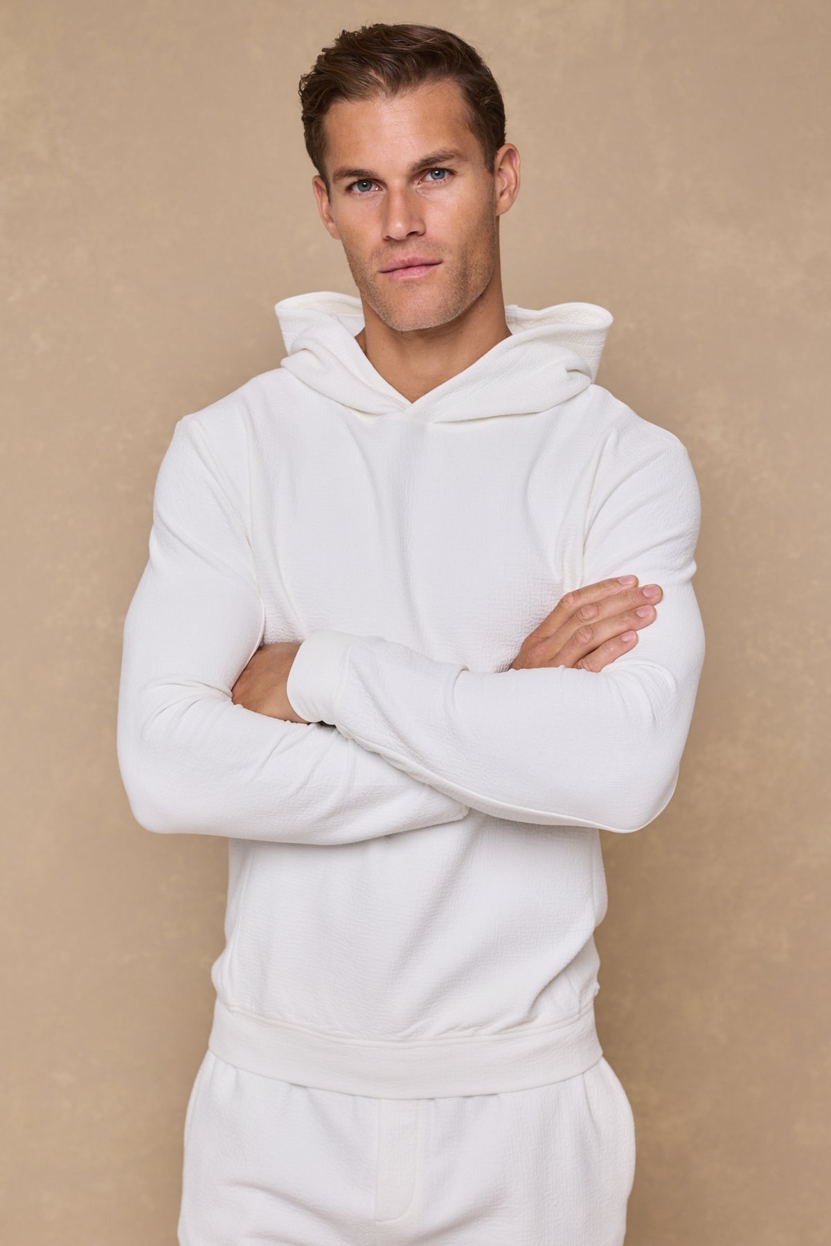 Zarco hoodie van gekreukeld jersey - Ivoor